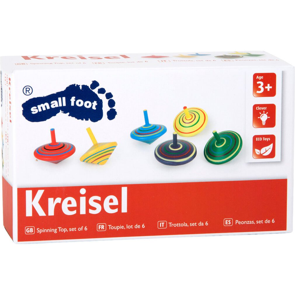 Kreisel Kreisel aus Holz, sechs Stück mit bunten Bemalungen