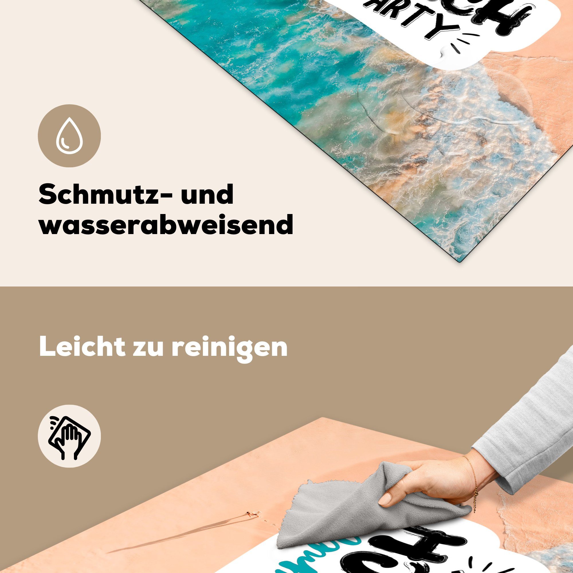 für Meer, küche Arbeitsplatte Vinyl, - - Herdblende-/Abdeckplatte Ceranfeldabdeckung, MuchoWow Strand 78x78 Sprichwörter - (1 Sommer tlg), cm,