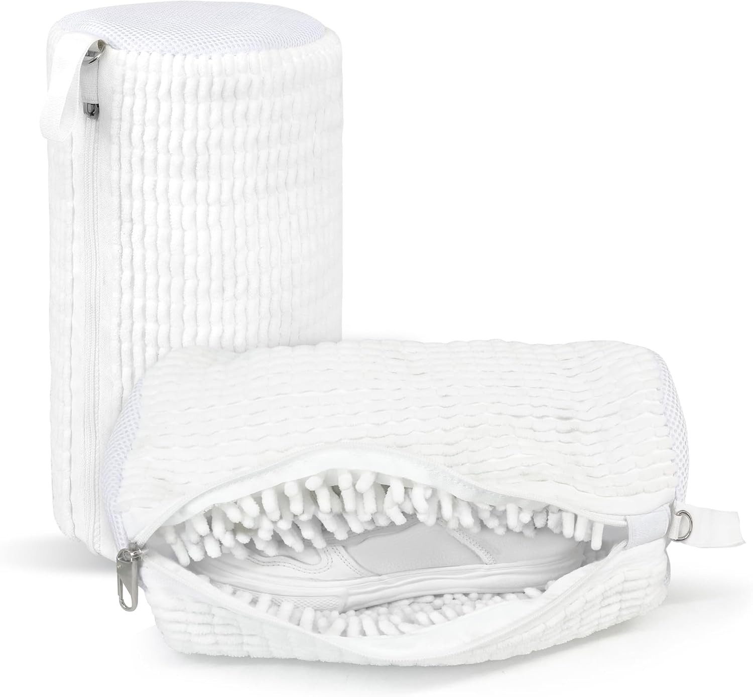 FELIXLEO Wäschesack Schuhwaschbeutel Set 2 Stück Waschmaschine Schuhsack Weiß Flausch (1 St)