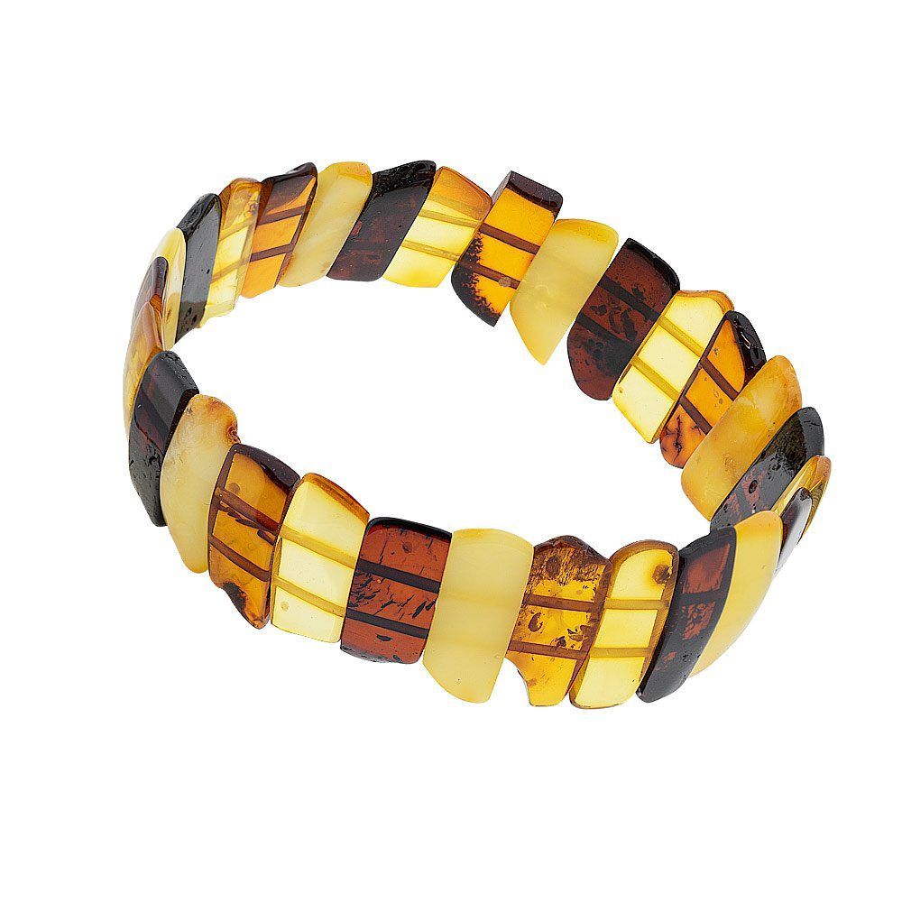 AmberProfi Armband Stretch-Armband aus baltischen Naturbernsteinen (Stretch, 1-tlg., aus baltischen Naturbernsteinen), 4-farbiges