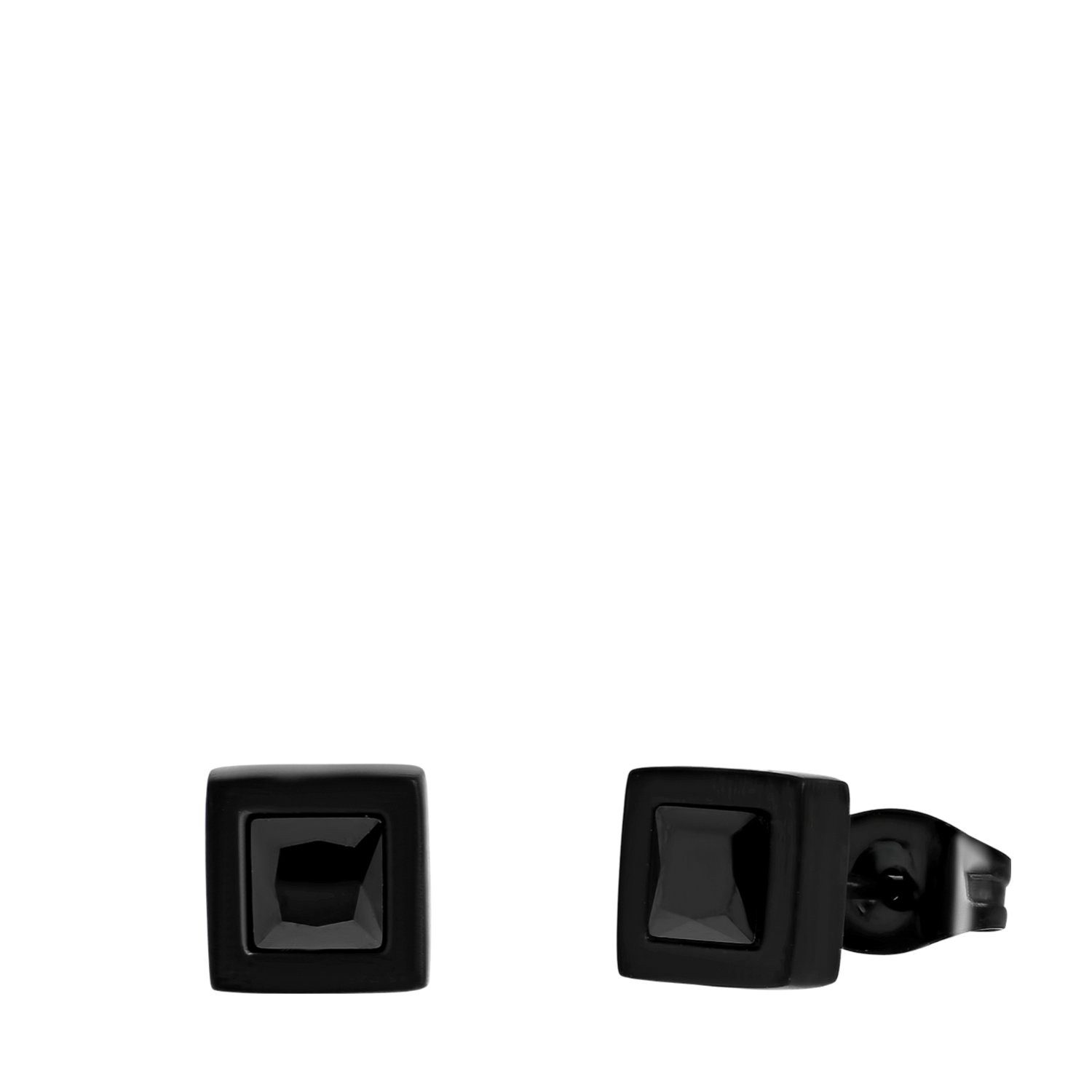 LUCARDI Paar Ohrstecker Ohrring - Stahl - Schwarz - Zirkonia - Herren