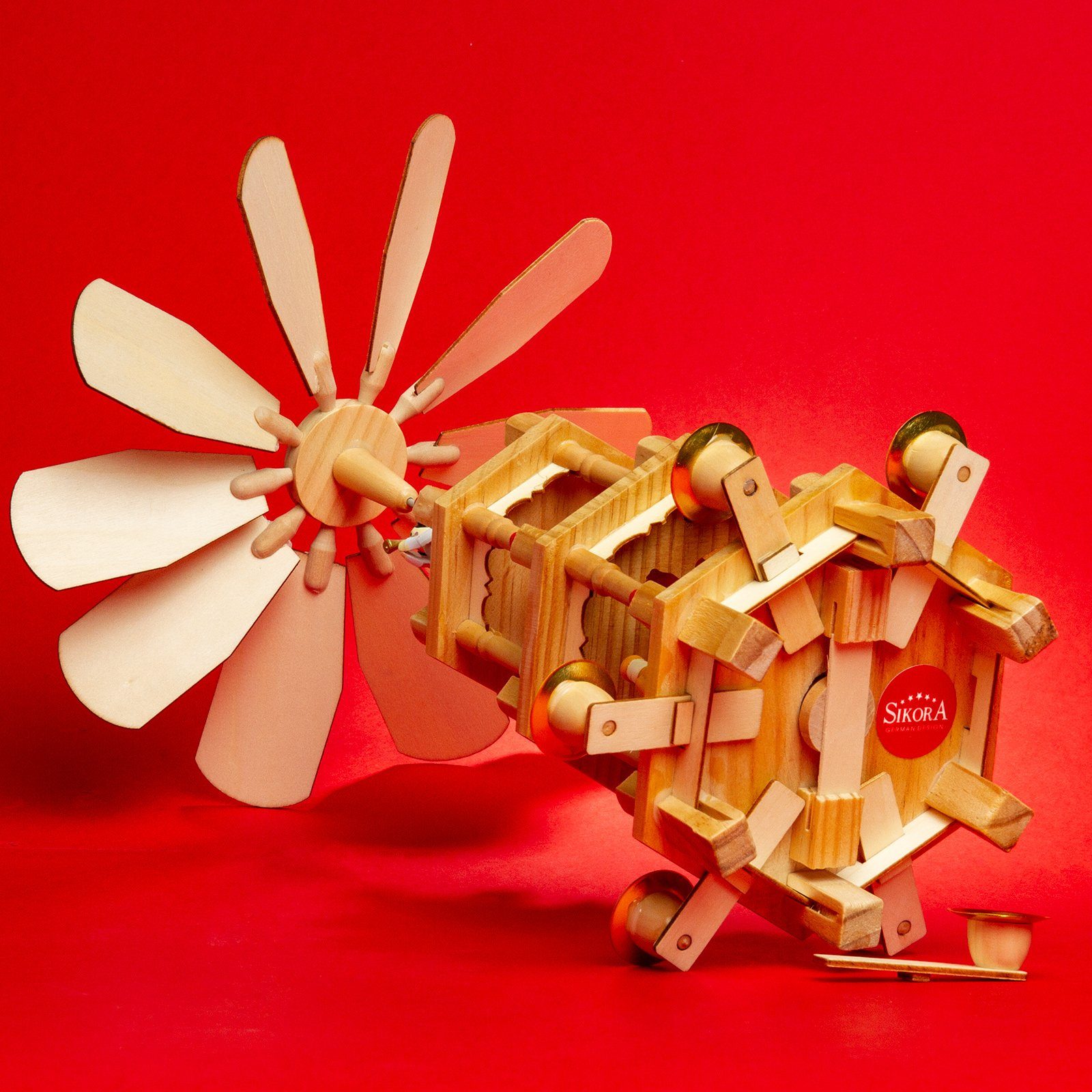 SIKORA Weihnachtspyramide aus Holz mit 3 Etagen Pyramide Weihnachten Deko bunt H:35cm - P34