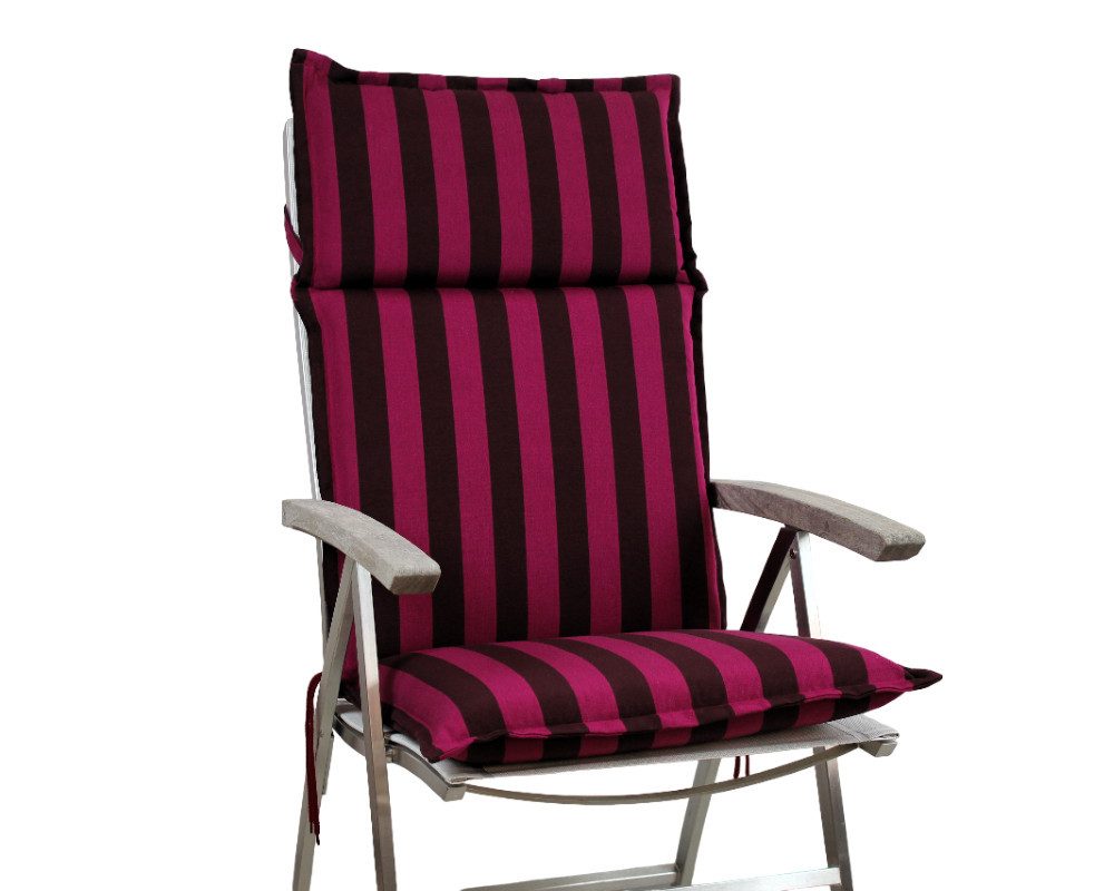 Rübeling Hochlehnerauflage Streifen Brombeer, Reißverschluss-Kissen