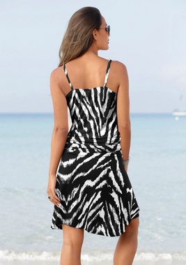 Beachtime Strandkleid mit Animalprint und verstellbaren Trägern, kurzes Sommerkleid