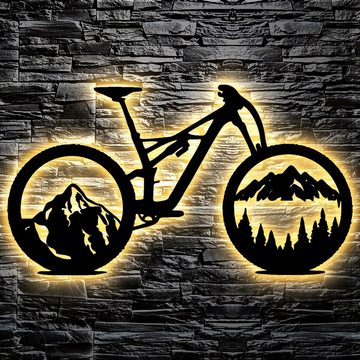 LEON FOLIEN Dekofigur Fahrrad Wald Skyline LED Wandbild Leuchtschild Geschenke Schawrz #40