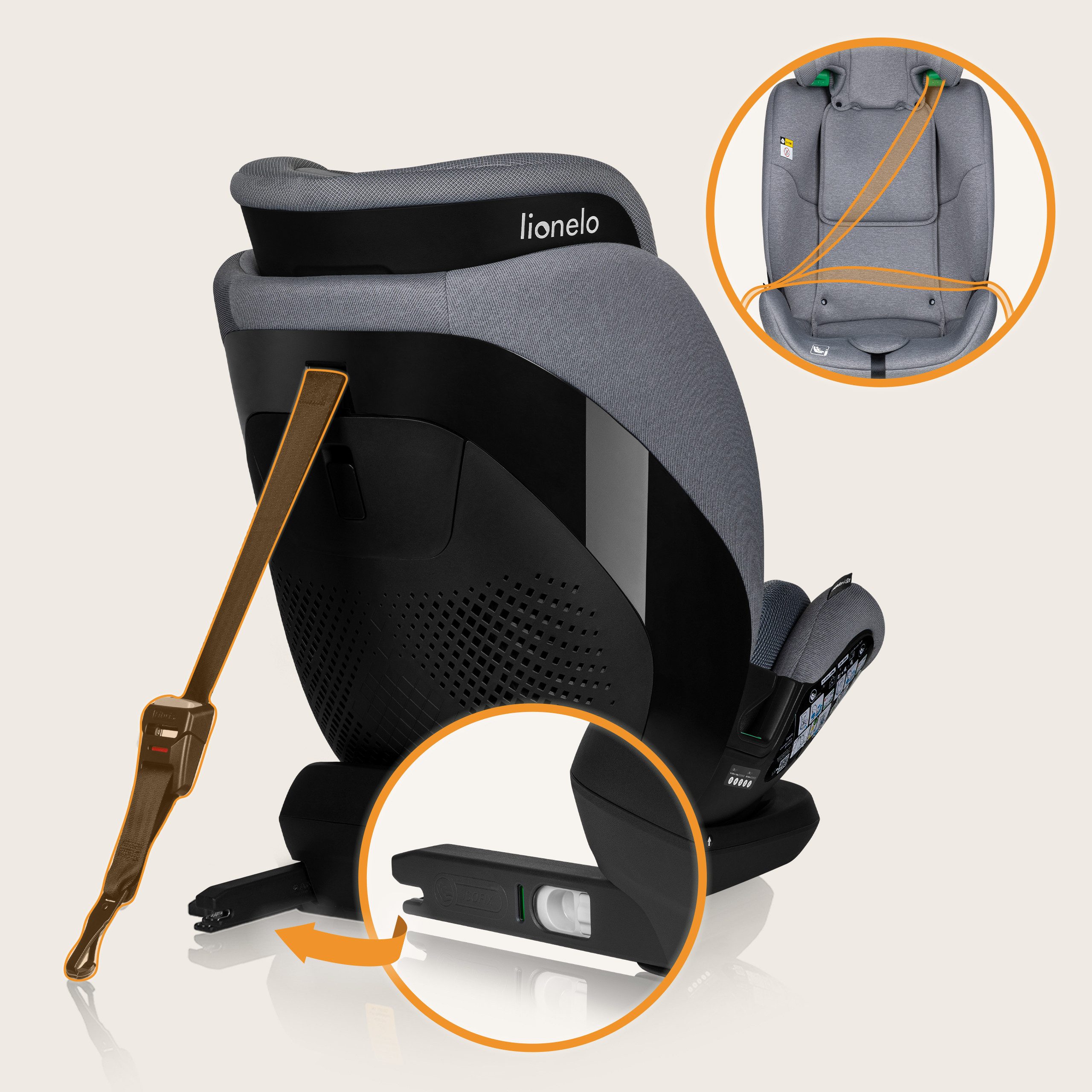 lionelo Autokindersitz LAVENDER I-SIZE, ab: ab 1 Jahr, bis: bis 12 Jahren, ab: 76,00 cm, bis: 150,00 cm, (Set), i-Size/9-36kg/ISOFIX/Breiter Einstellbereich