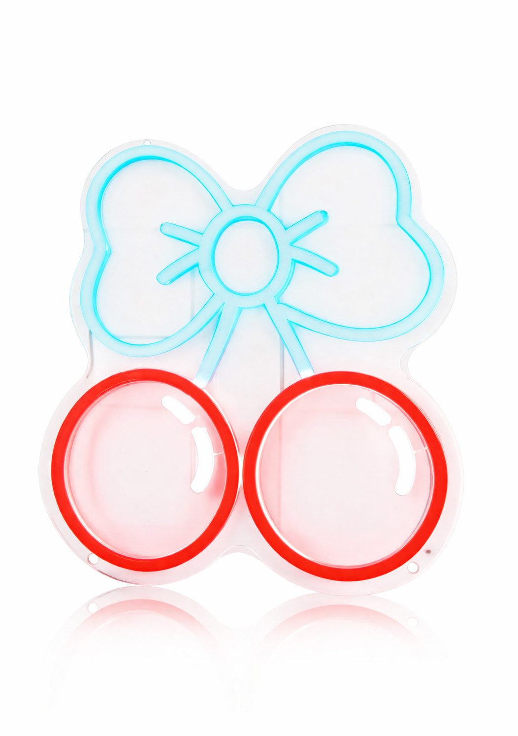 TSE LED Nachtlicht CHERRY LED Neon Kirschen Schleife Licht Wanddeko 35x28cm Nachtlicht