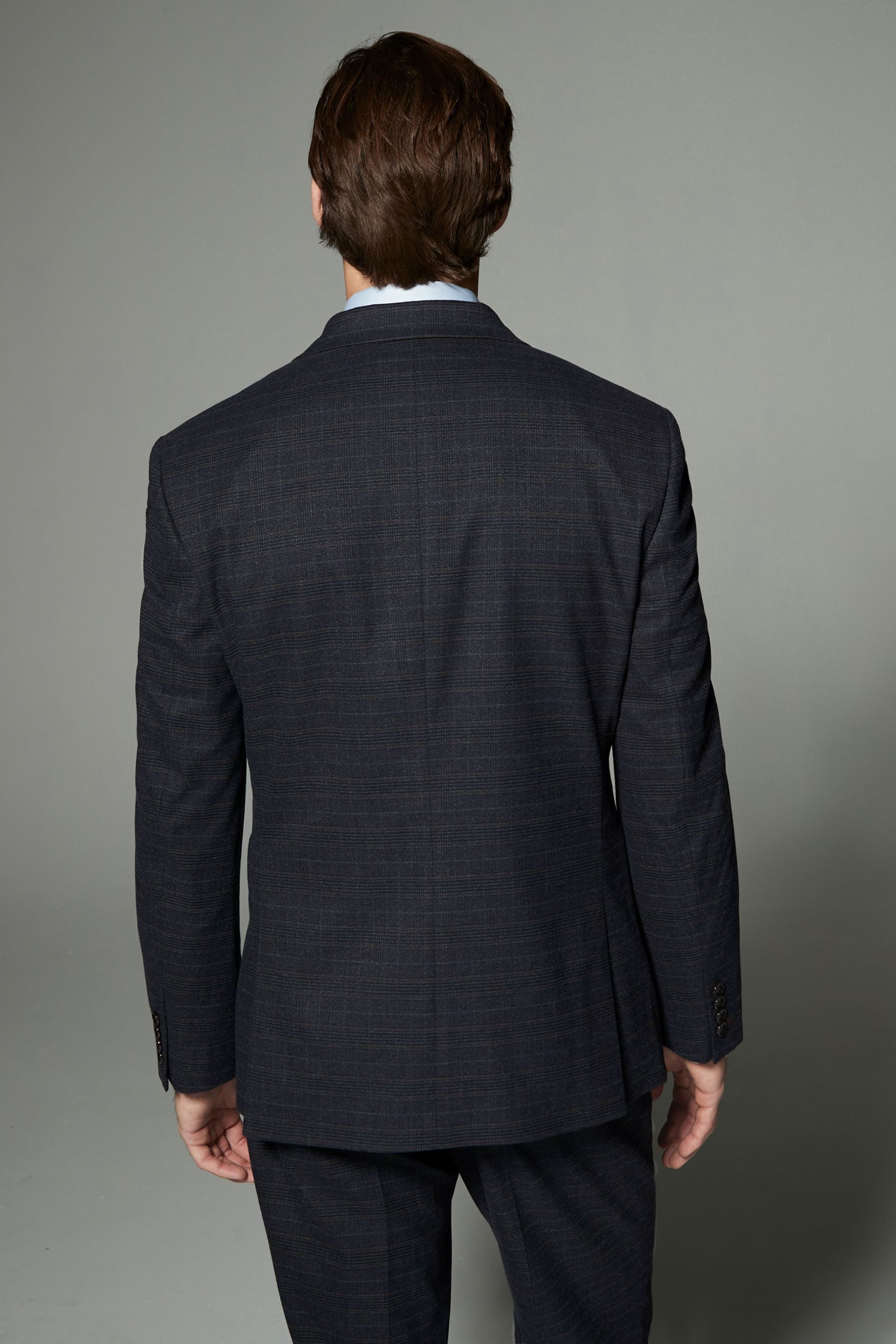 Next Baukastensakko Skinny Fit Anzugsakko mit Karomuster und Besatz (1-tlg)