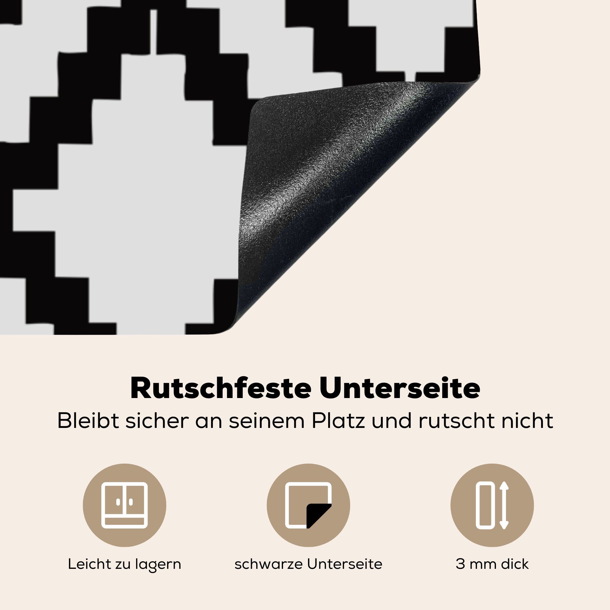 MuchoWow küche Block Vinyl, Muster (1 Schwarz, - Herdblende-/Abdeckplatte Arbeitsplatte Ceranfeldabdeckung, tlg), cm, für - 78x78