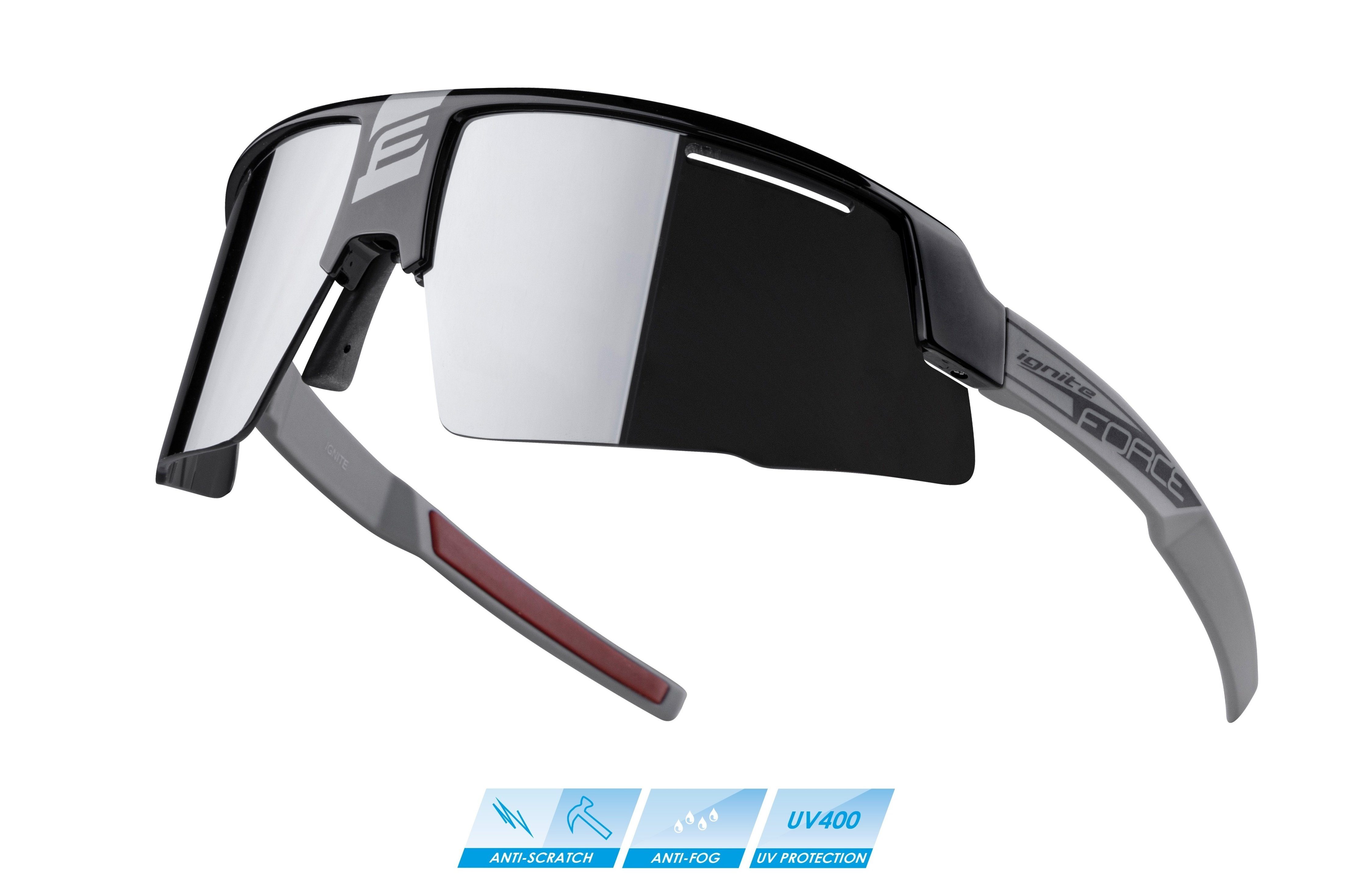 Fahrradbrille Sonnenbrille FORCE IGNITE schwarz-grau