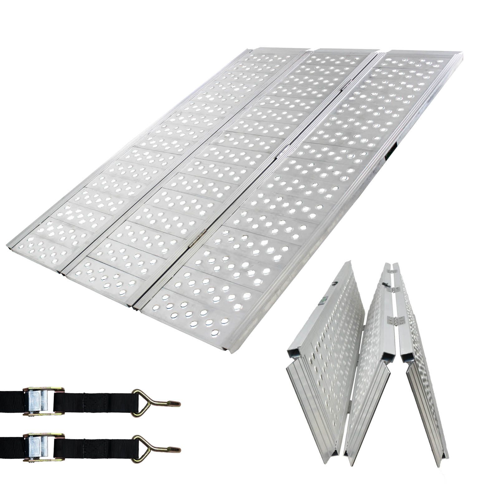 TRUTZHOLM Auffahrrampe 3-fach DREIBREIT 215 cm klappbar 1020 kg Tragkraft Alu grau gelocht (Stück, 1-St), Rutschsicherheit