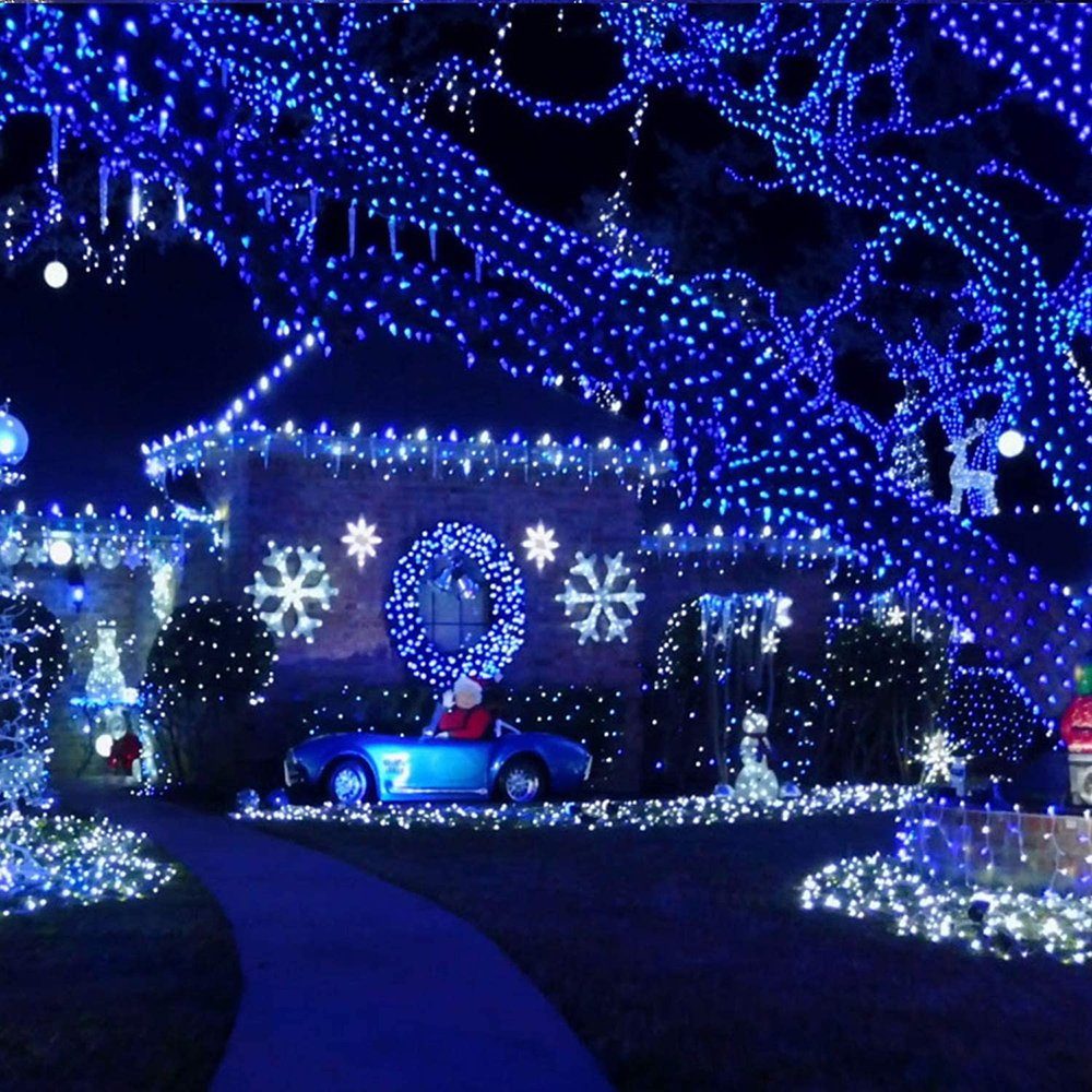 Laybasic Lichterkette LED Vorhang Modi,10M/20M/30M/50M/100M,für Lichterkette Halloween,Party,Fensterdeko Dekolicht,Weihnachtsbeleuchtung,LED Licht, 8 Blau