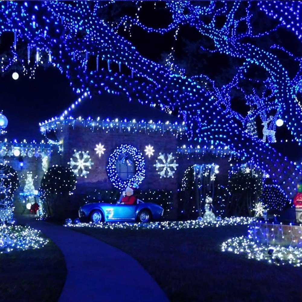 Blau LED-Lichterkette Lichtervorhang Party Anschlusskabel Sunicol 10M-100M Deco, Außen Stecker, Strom Innen Wasserdicht, Garten Weihnachtsbeleuchtung mit Superlanges