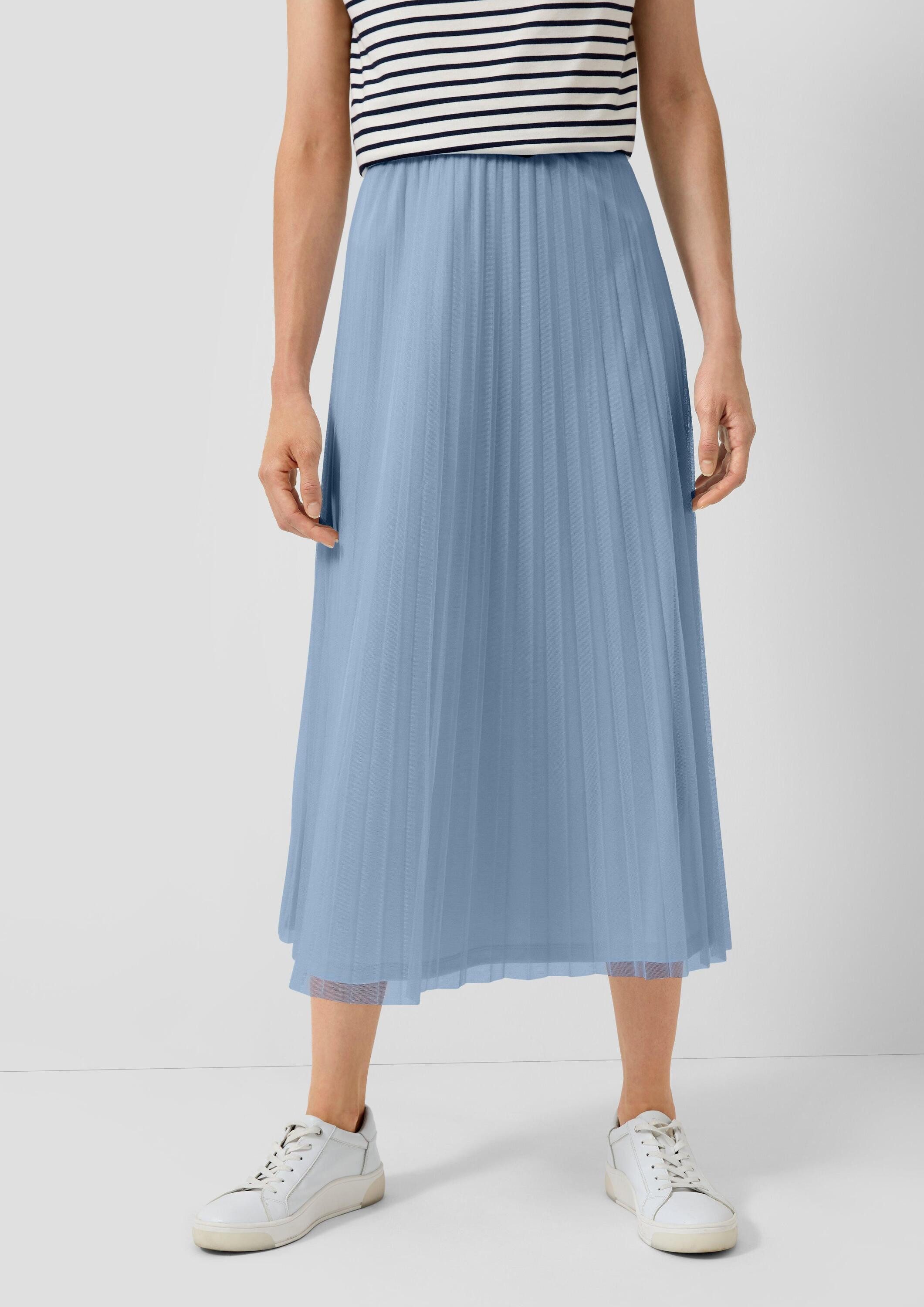 s.Oliver Midirock Rock Plissierter Midi-Meshrock mit Jerseyfutter