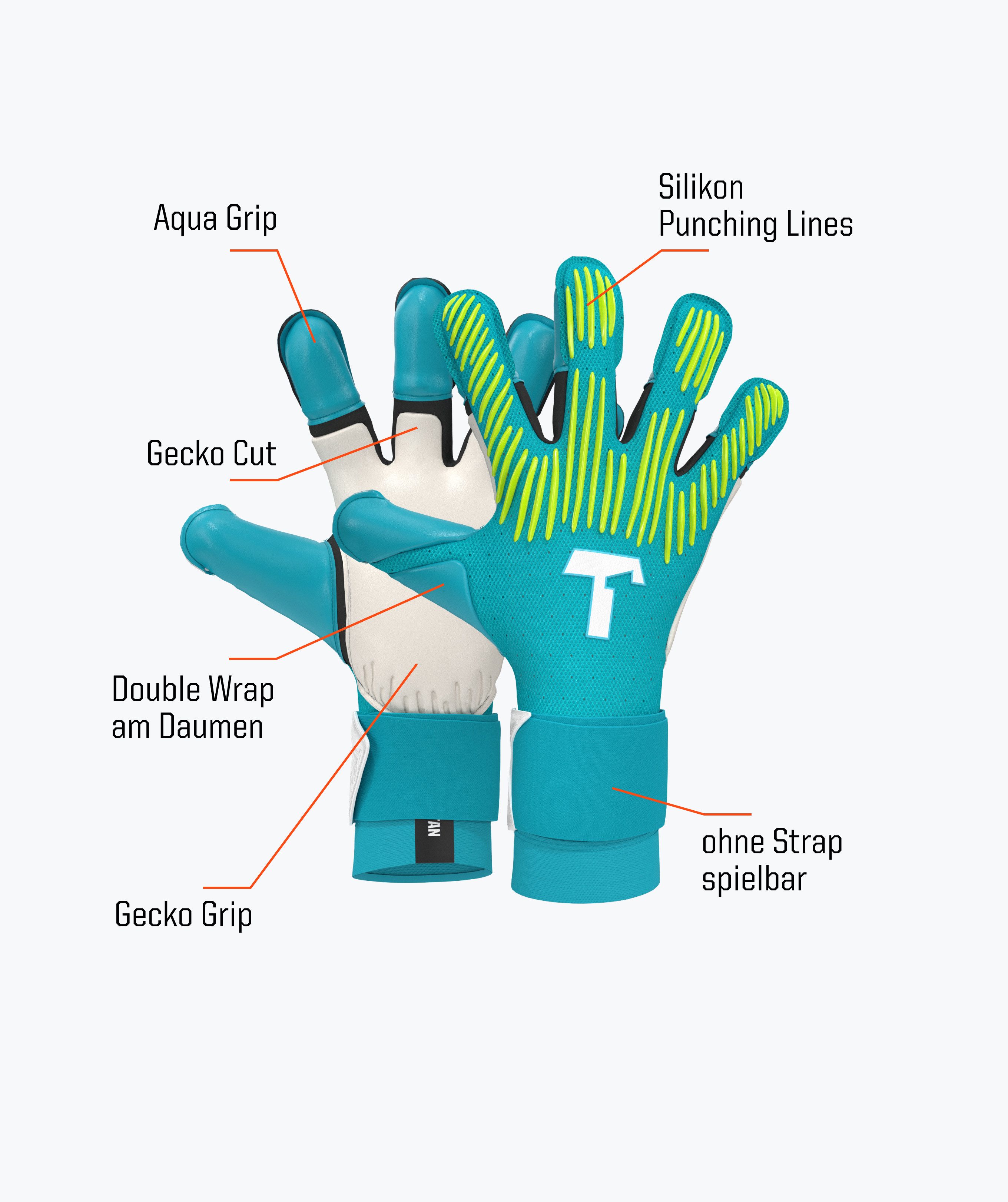 T1TAN Torwarthandschuhe Erwachsene Rebel Sky Blue, Größe 6-11 – Bild 5 von 5