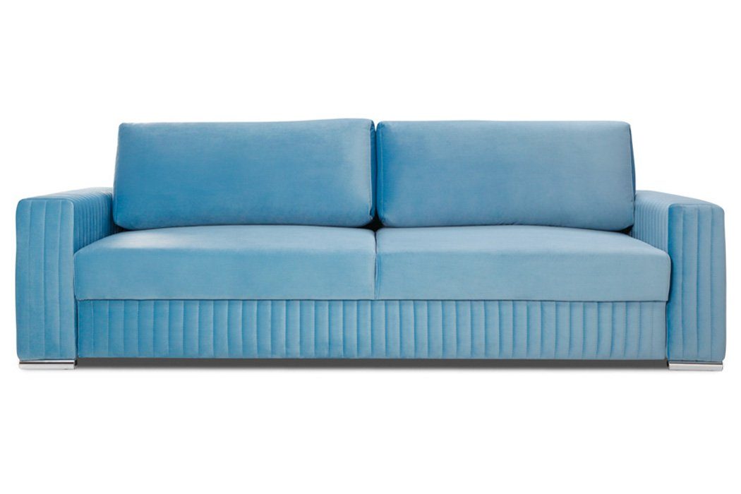 JVmoebel Sofa, Sofa 3 Sitzer Couch Design Polster Textil Bettfunktion Dreisitzer Blau