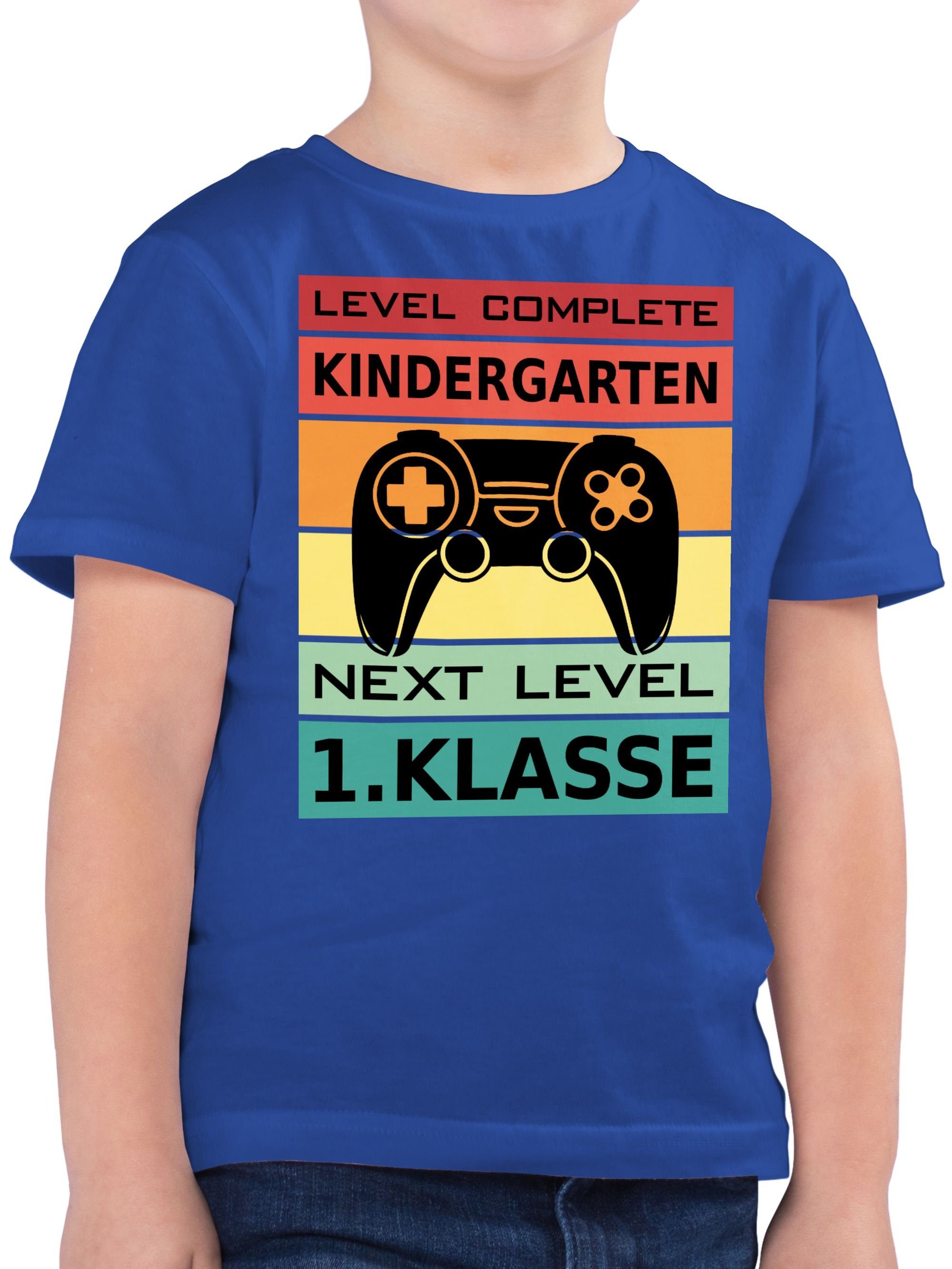 Shirtracer T-Shirt Level Complete Kindergarten - Next Level 1. Klasse Einschulung Junge Schulanfang Geschenke 02 Royalblau