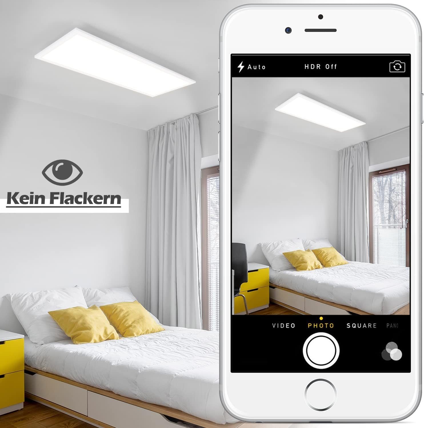 ZMH LED Deckenleuchte LED Panel Dimmbar - Flach Wohnzimmer mit Fernbedienung, LED fest integriert