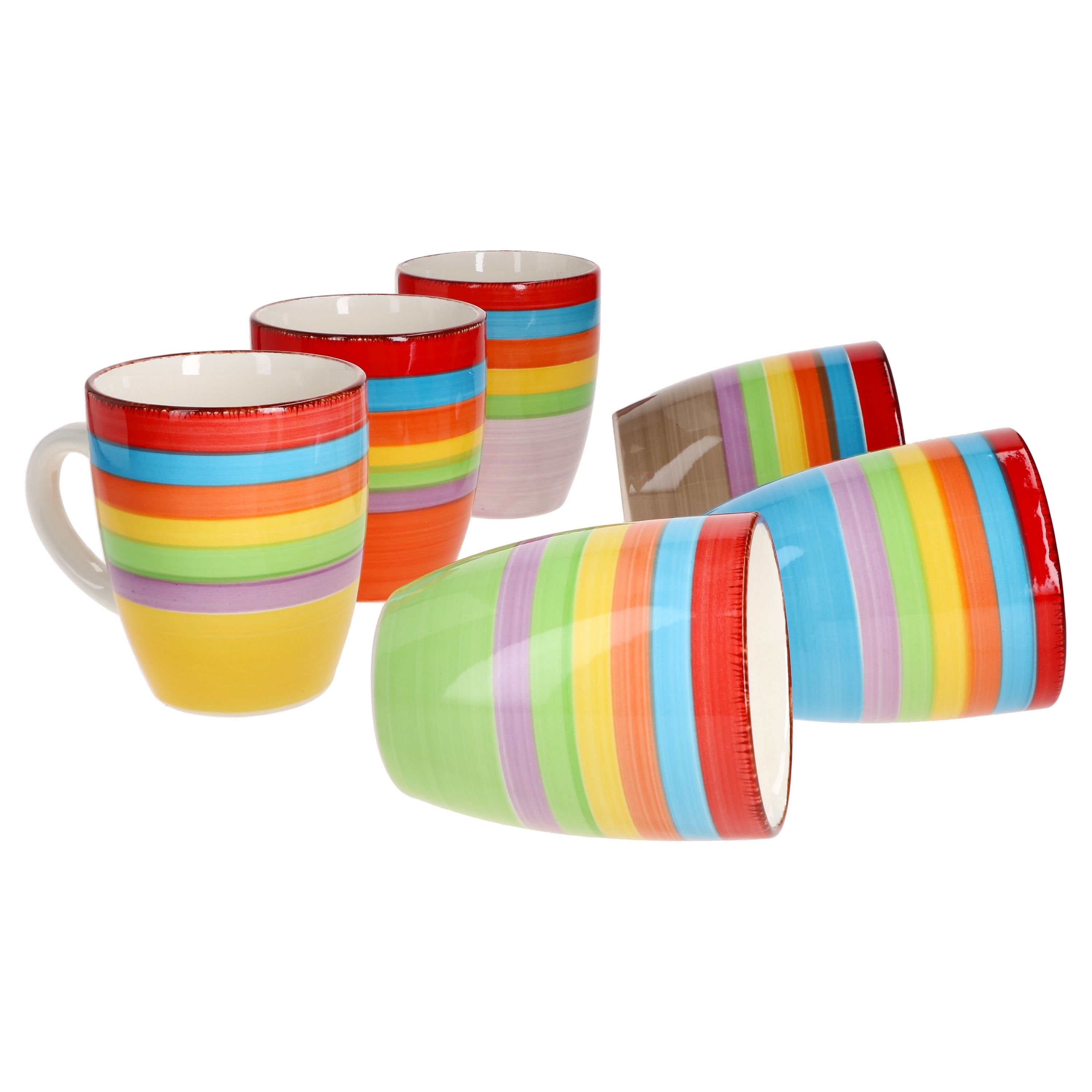 MamboCat Becher 6er Set Kaffeebecher Ibiza Rainbow Summer - 24326544, Steingut