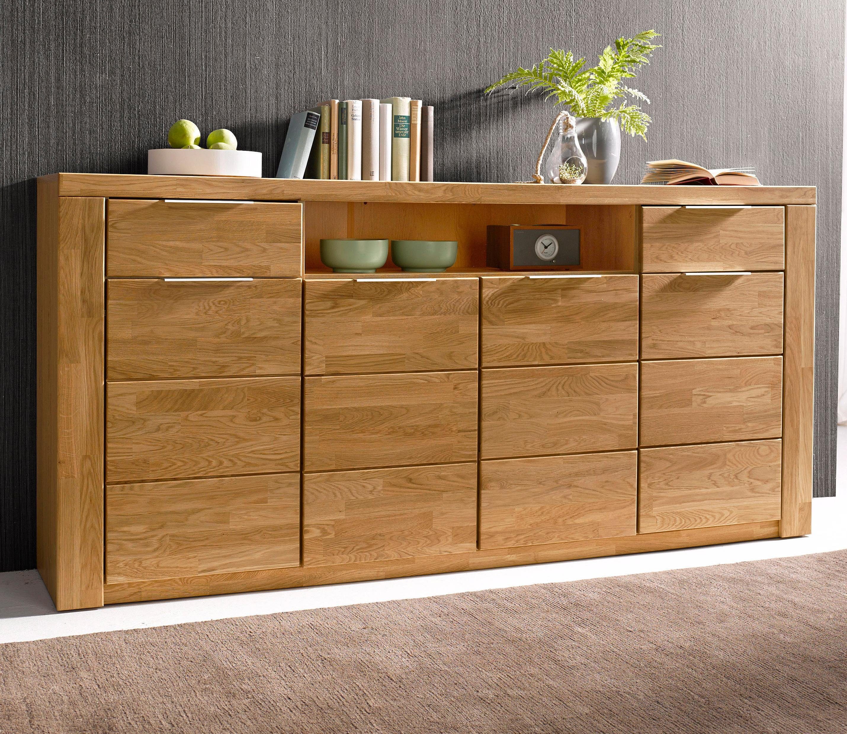 OTTO home Sideboard Zara 2 Schubkästen, 7 Fächer, B/T/H: 200cm/40cm/95cm, Metallgriffe, Eiche