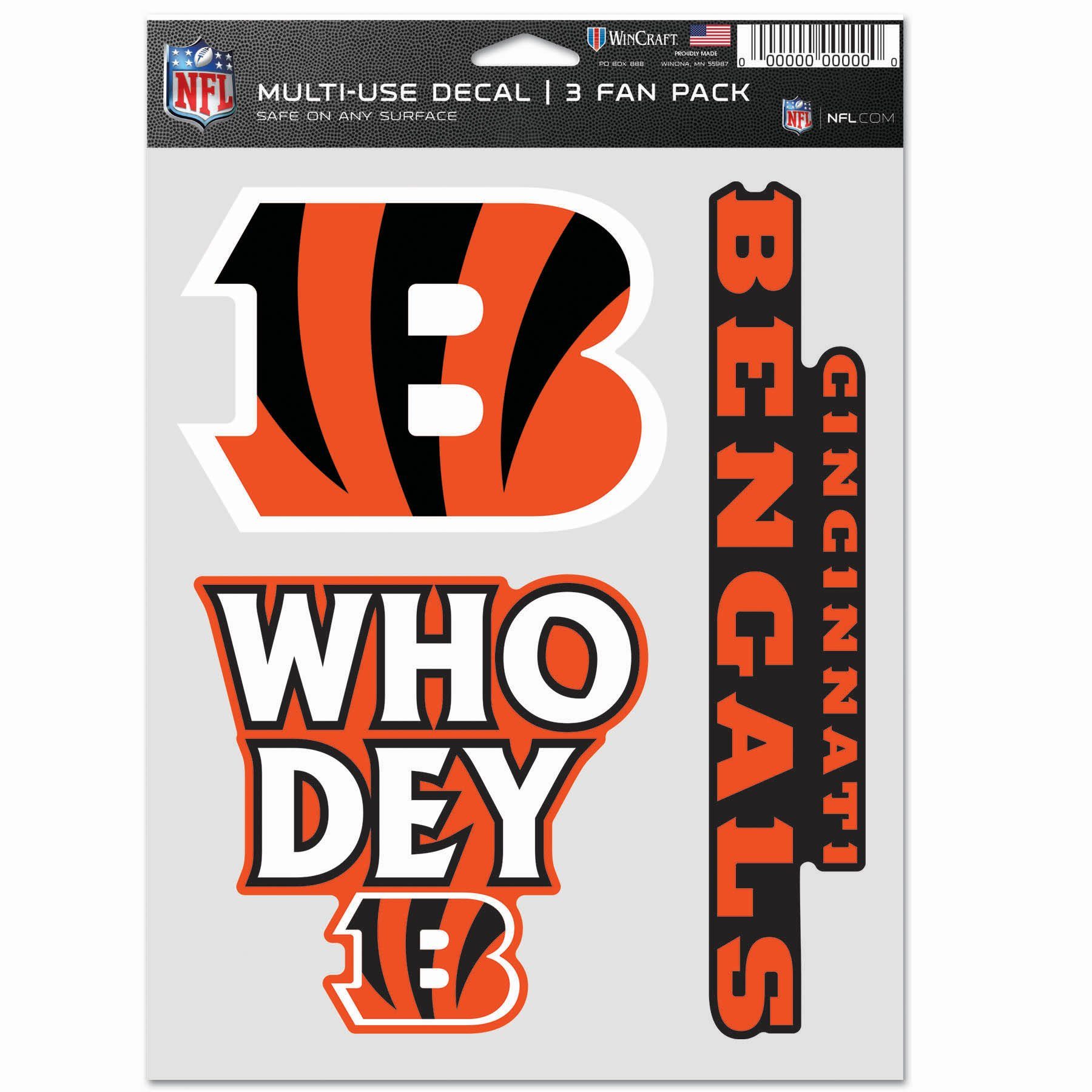 Wanddekoobjekt NFL Aufkleber Use 3er Set 20x15cm Cincinnati Beng