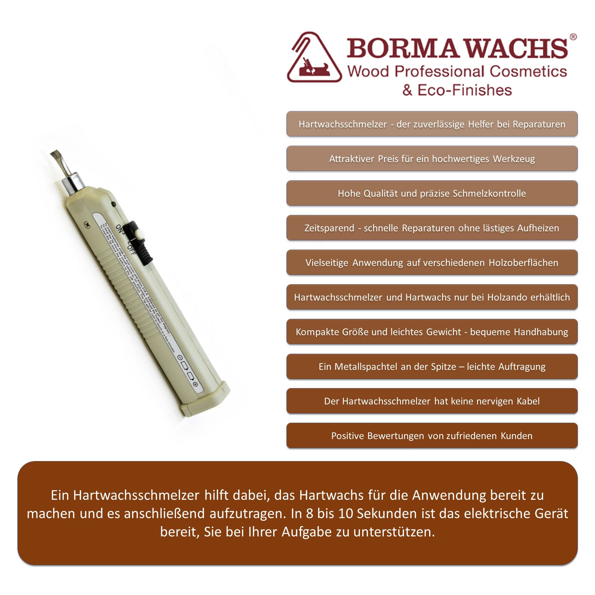 BORMA Spachtelmasse Batteriebetriebenes Hartwachs Schmelzer günstig online kaufen