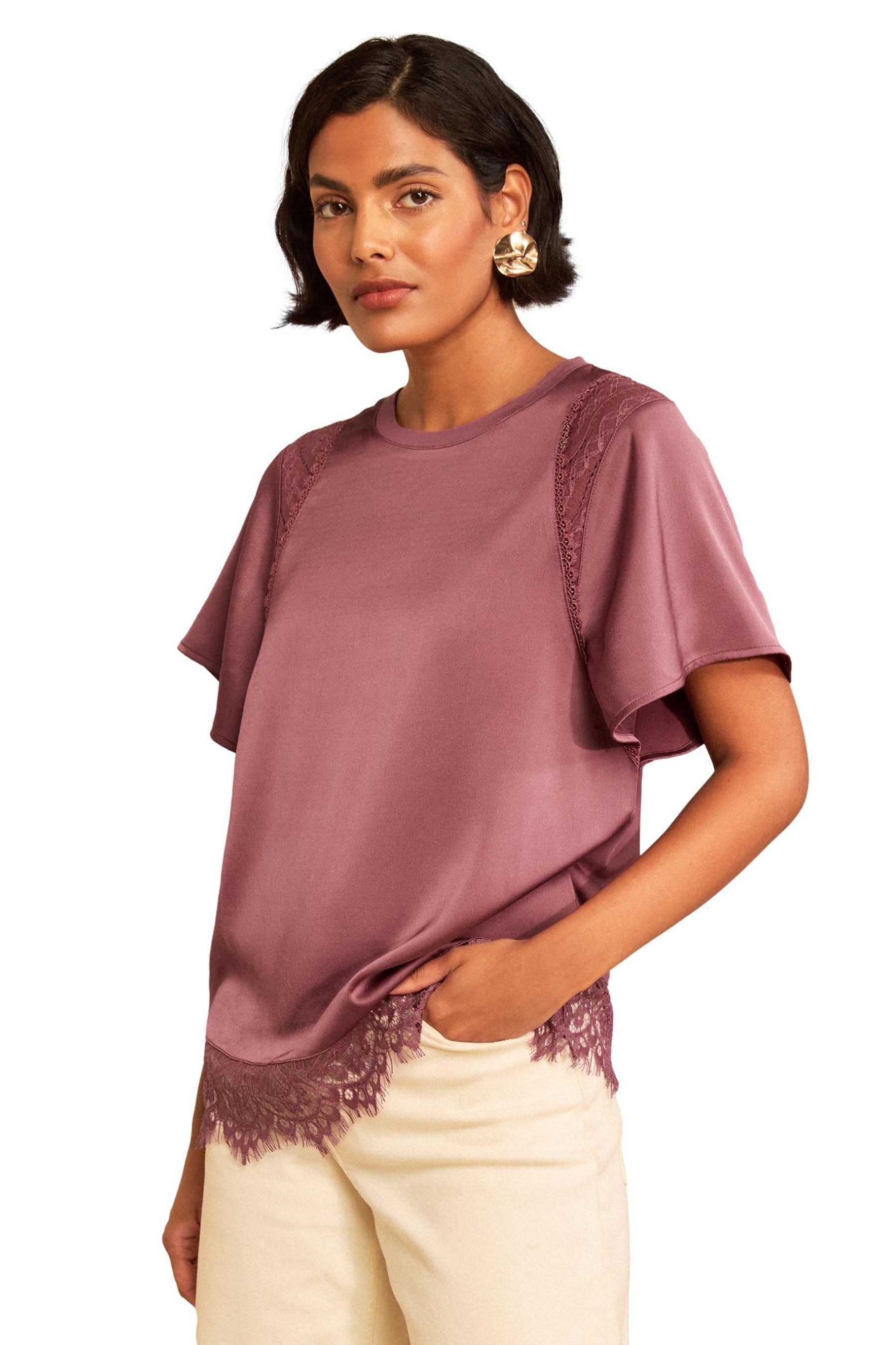 Love & Roses Fledermausshirt Love & Roses Fledermausärmeloberteil mit Spitze (1-tlg)