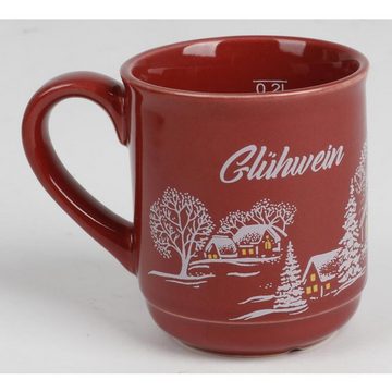 BURI Tasse 1x Weihnachten Becher Tasse 0,2L mit Griff Glühwein Tee Keramik Motive, Keramik