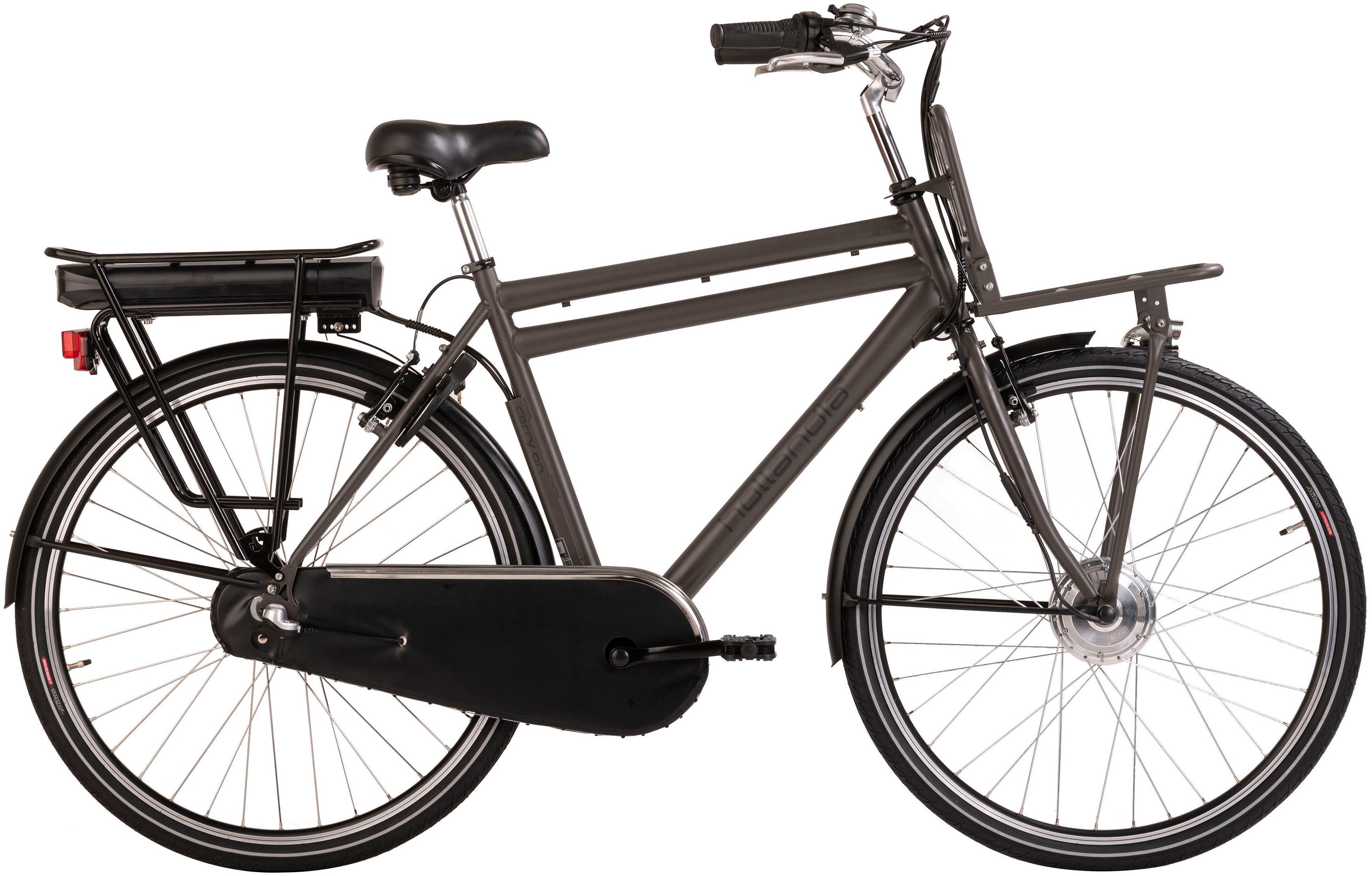 Hollandia E-Bike Carry One, 3 Gang Shimano Nexus Schaltwerk, Nabenschaltung, Frontmotor, 468 Wh Akku, Pedelec, Elektrofahrrad für Herren, Cityrad