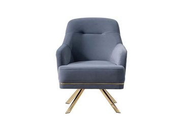 JVmoebel Sessel Blauer Einsitzer Designer Einrichtung Edelstahlsessel Wohnzimmer (1-St., 1x Sessel), Made in Europa