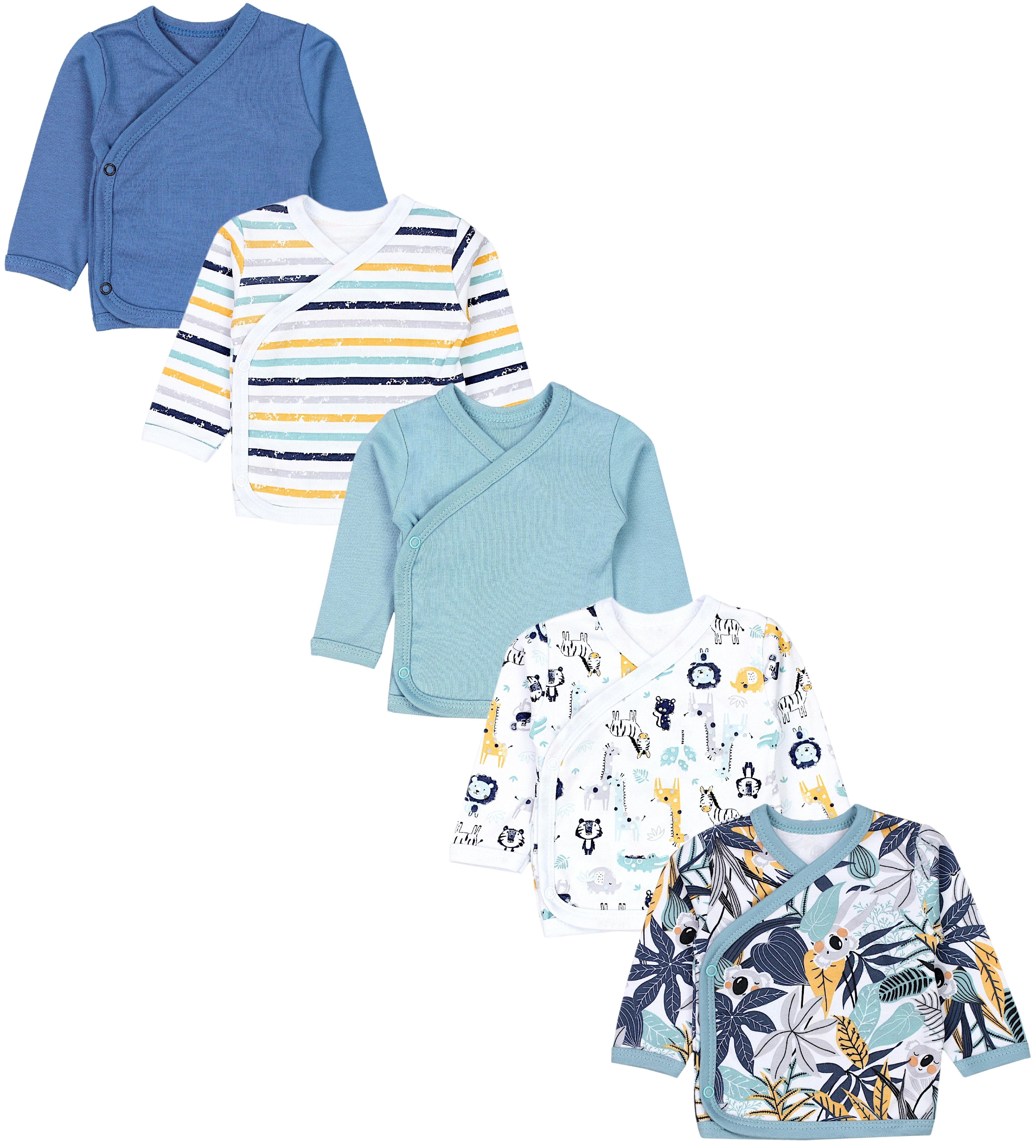 TupTam Wickelshirt TupTam Baby Jungen Langarm Wickelshirt Baumwolle 5er Set Koala Safari Streifen Mintgrün Orange Blau