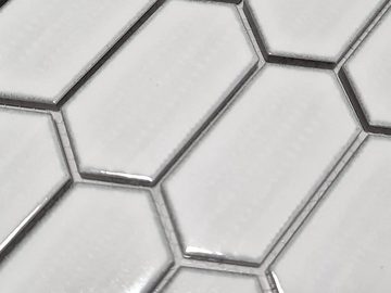 Mosani Mosaikfliesen Hexagonale Sechseck Mosaik Fliese Keramik weiß glänzend Küche
