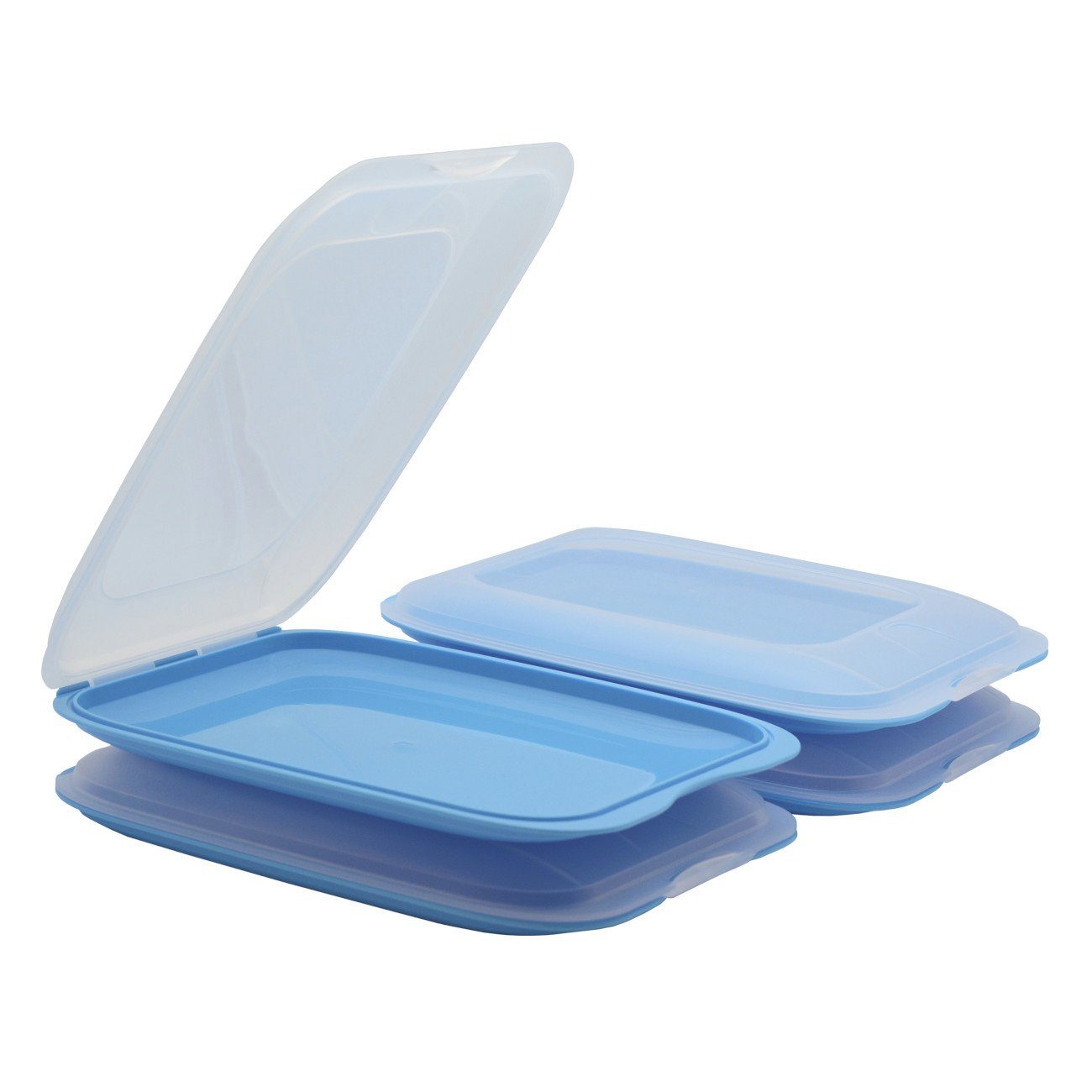 Engelland Frischhaltedose Aufschnittdosen, Aufschnittbox, PP-Kunststoff, BPA-frei, (Vorteils-Set, 4-tlg., mit transparentem Deckel), stapelbar, platzsparend, Ordnung im Kühlschrank, Organizer, Stapelbox