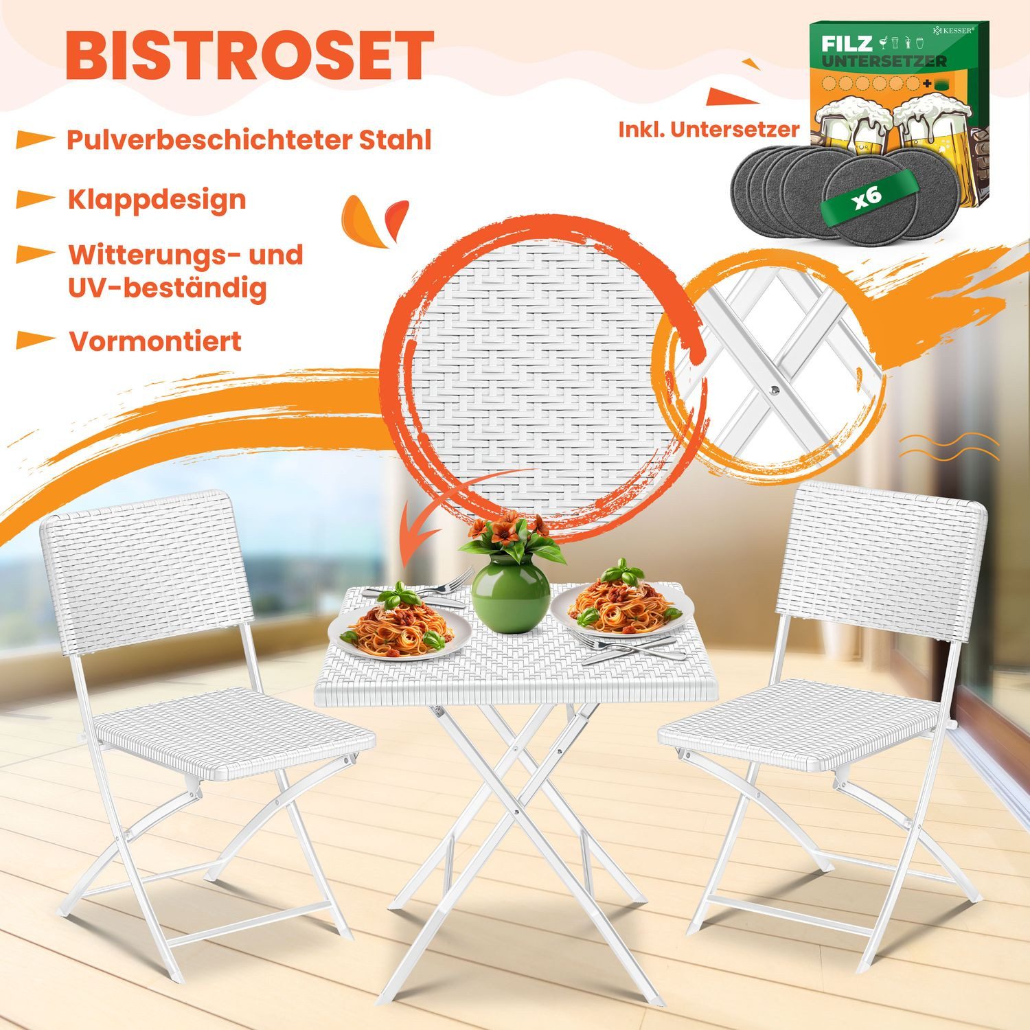 KESSER Bistrotisch 3-teiliges Bistroset (3-St., 1x günstig online kaufen