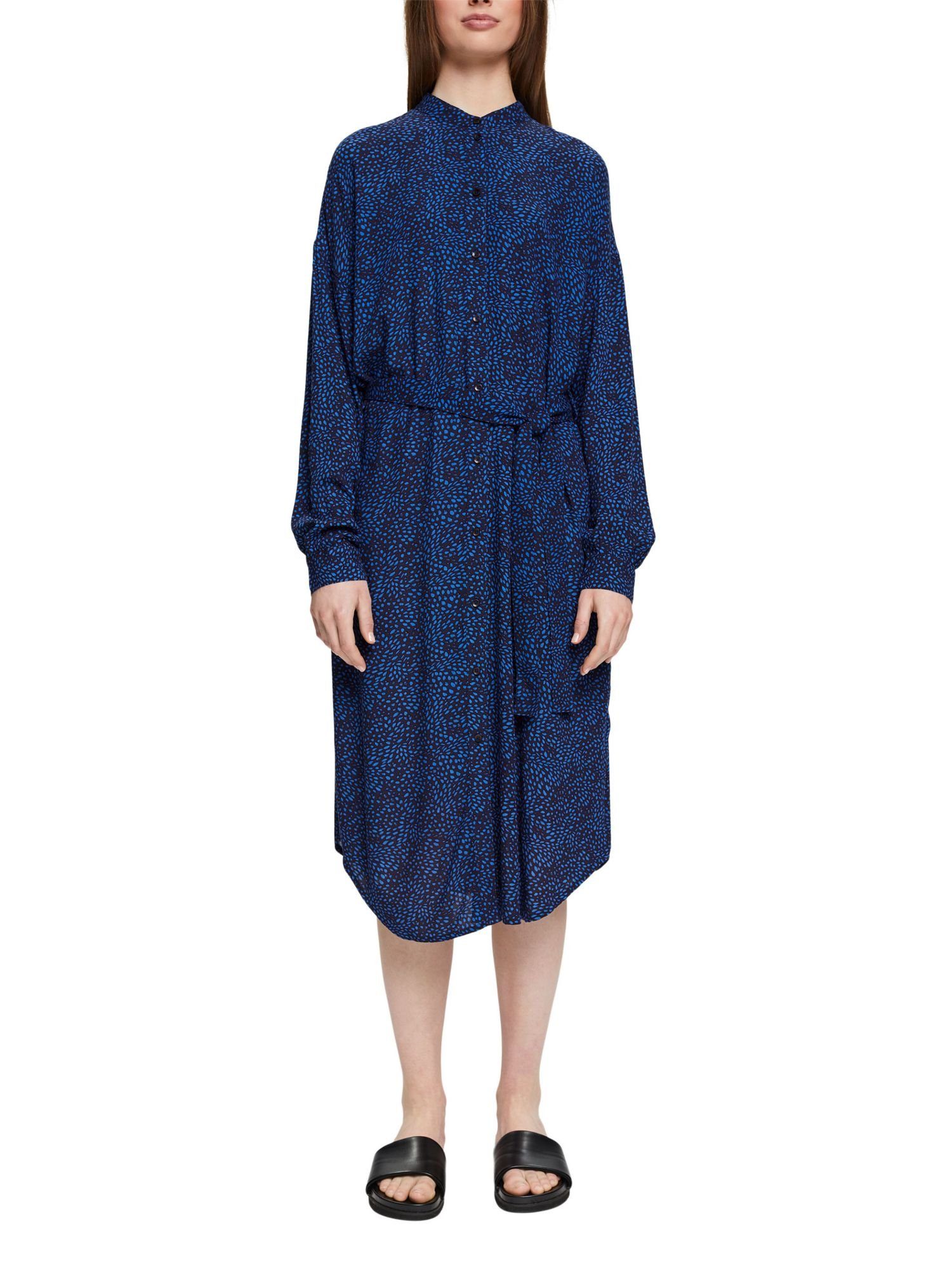 Kleid LENZING™ Muster Minikleid Gürtel, mit NAVY Esprit NEW und ECOVERO™
