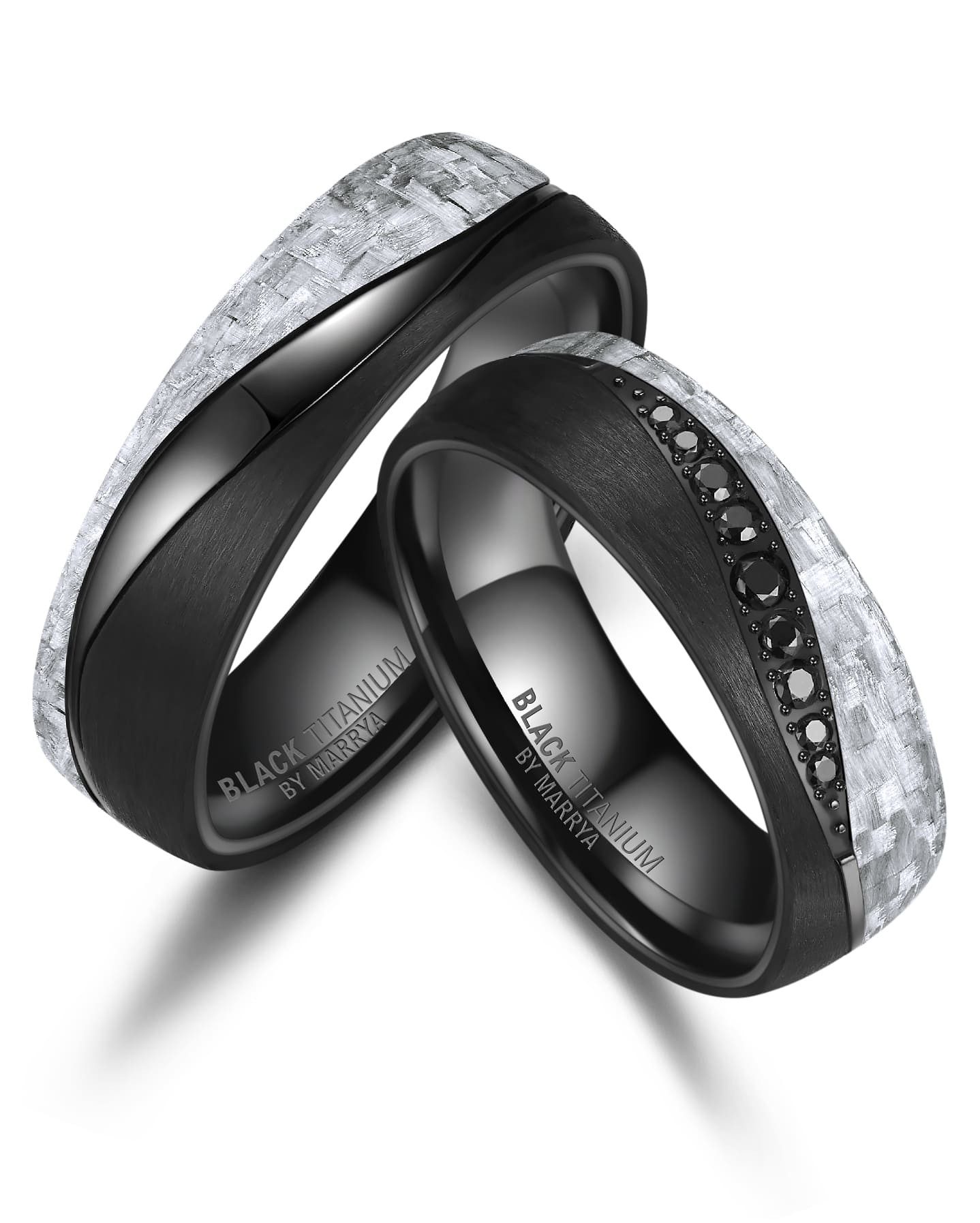 TAFFSTYLE Partnerringe Mit Diamantoptik - Sandgestrahlt In Silber, Schwarz, Rosegold Oder Regenbogen