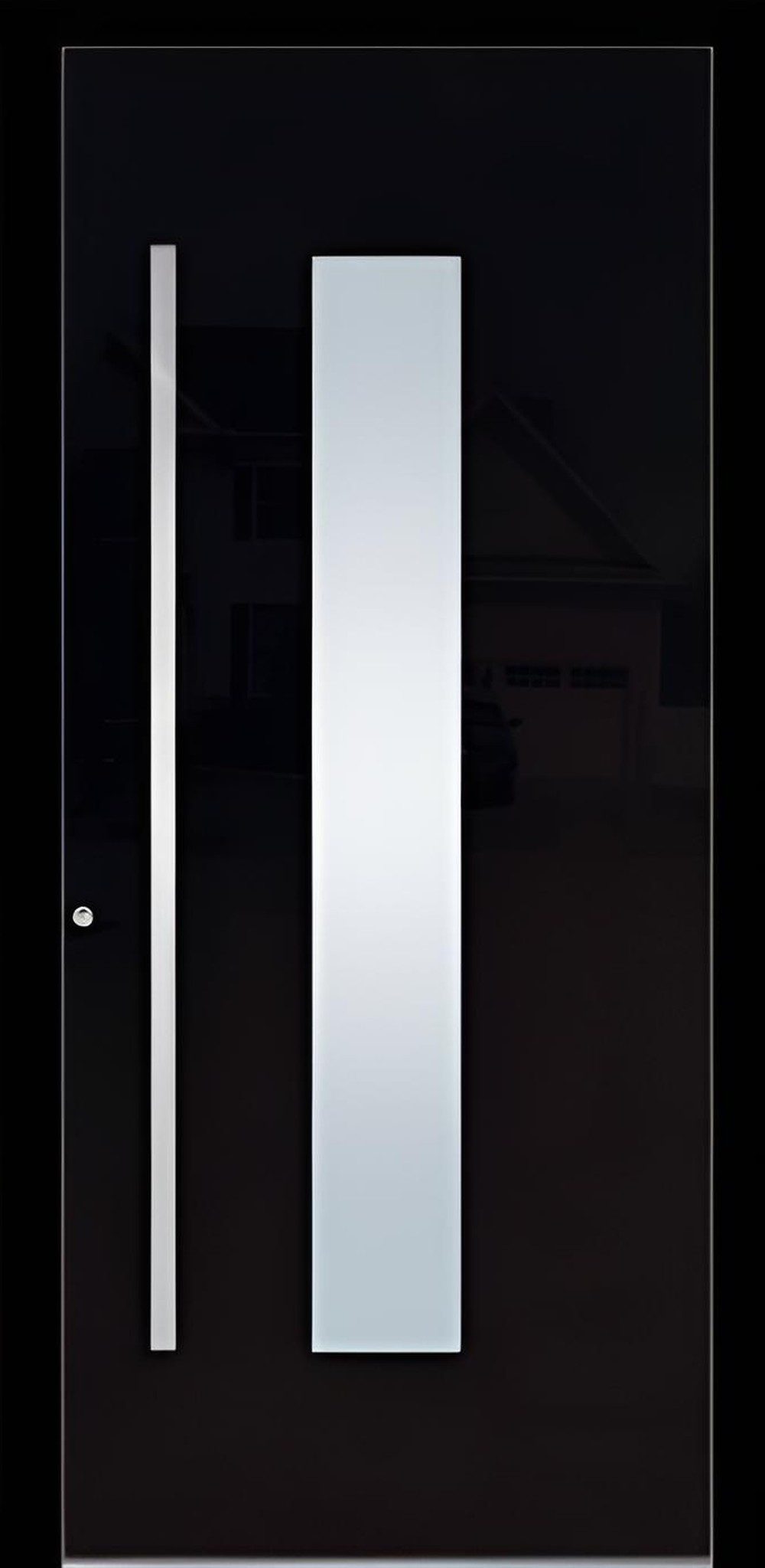 Xlmoebel Haustür Moderne schwarze Eingangstür mit Glasfläche aus Aluminium, Made in Europa