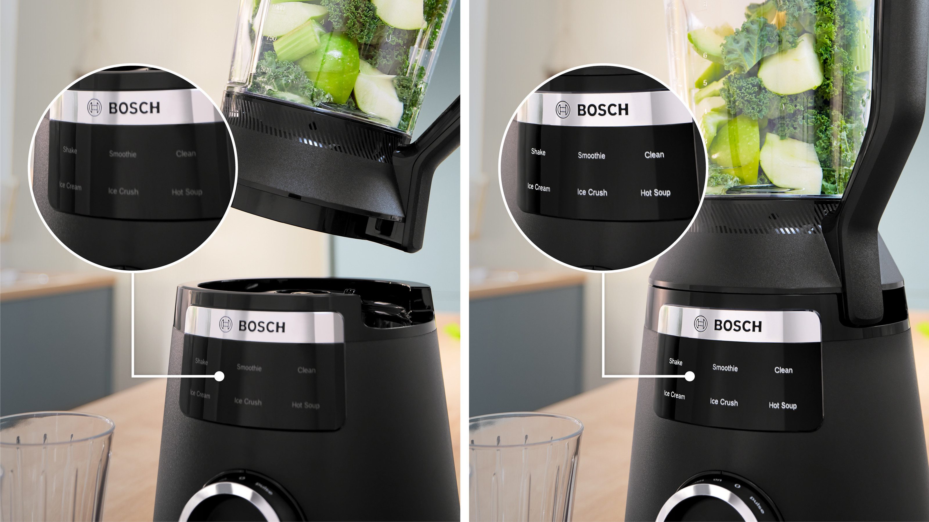 BOSCH Standmixer VitaPower Serie 6 MMBD665B1, Hochleistungsmixer, 45.000 rpm, schwarz, 1800 W, 2l, 6 Automatikprogramme inkl heiße Suppe, Stopfer, Sicherheitsdeckel