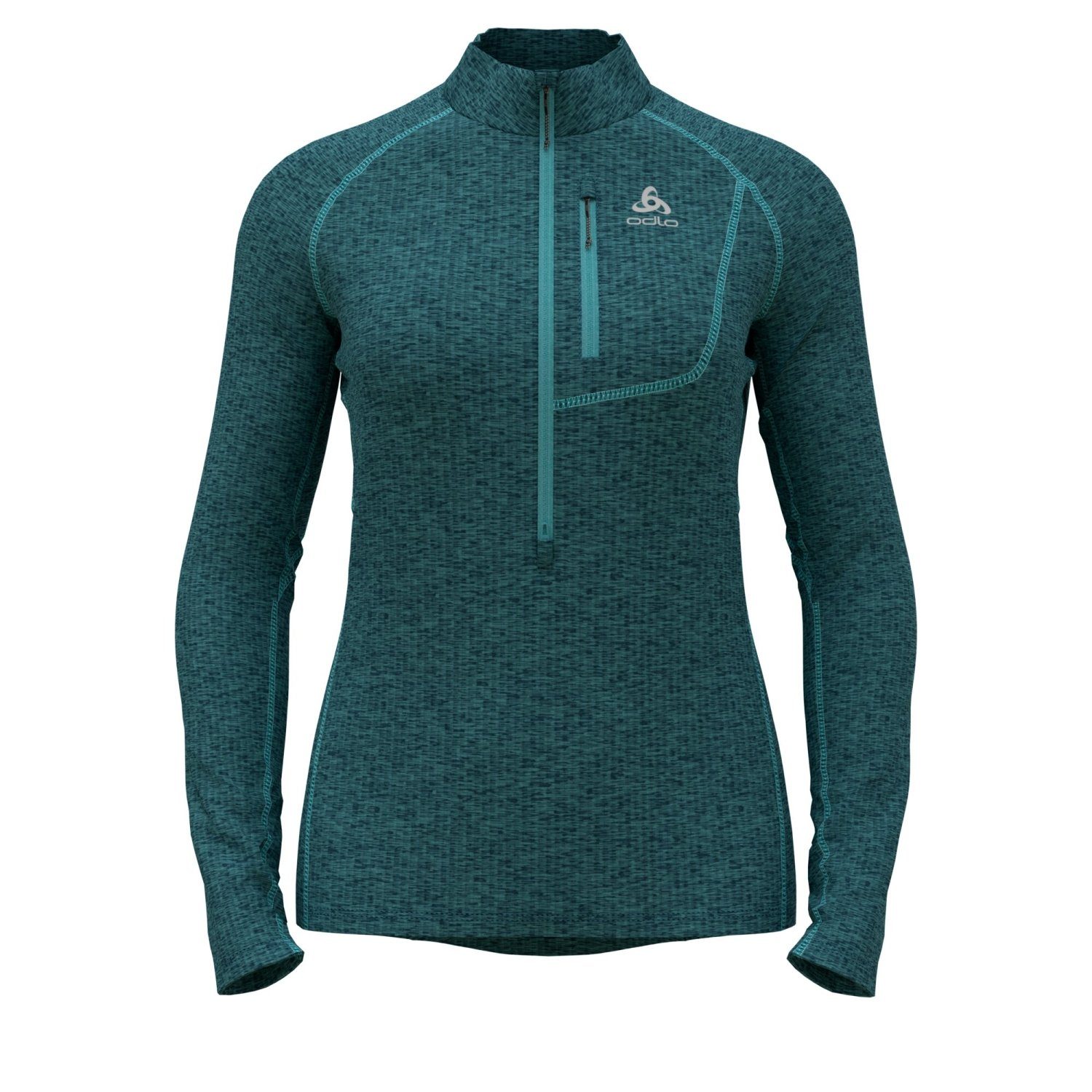 1/2 Odlo Rollkragenpullover teal wing zip layer Mid blue TENCIA 20613 melange