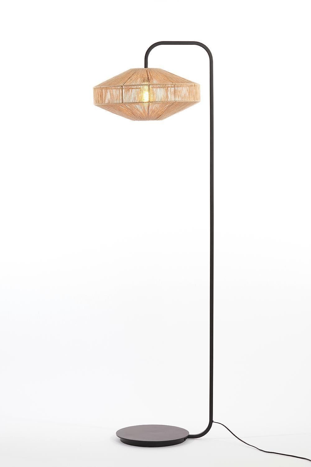 Light & Living Stehlampe LYRA, 1-flammig, Beige, Schwarz, Baumwollgarn, ohne Leuchtmittel, Metall, Ø 43 x H 164 cm