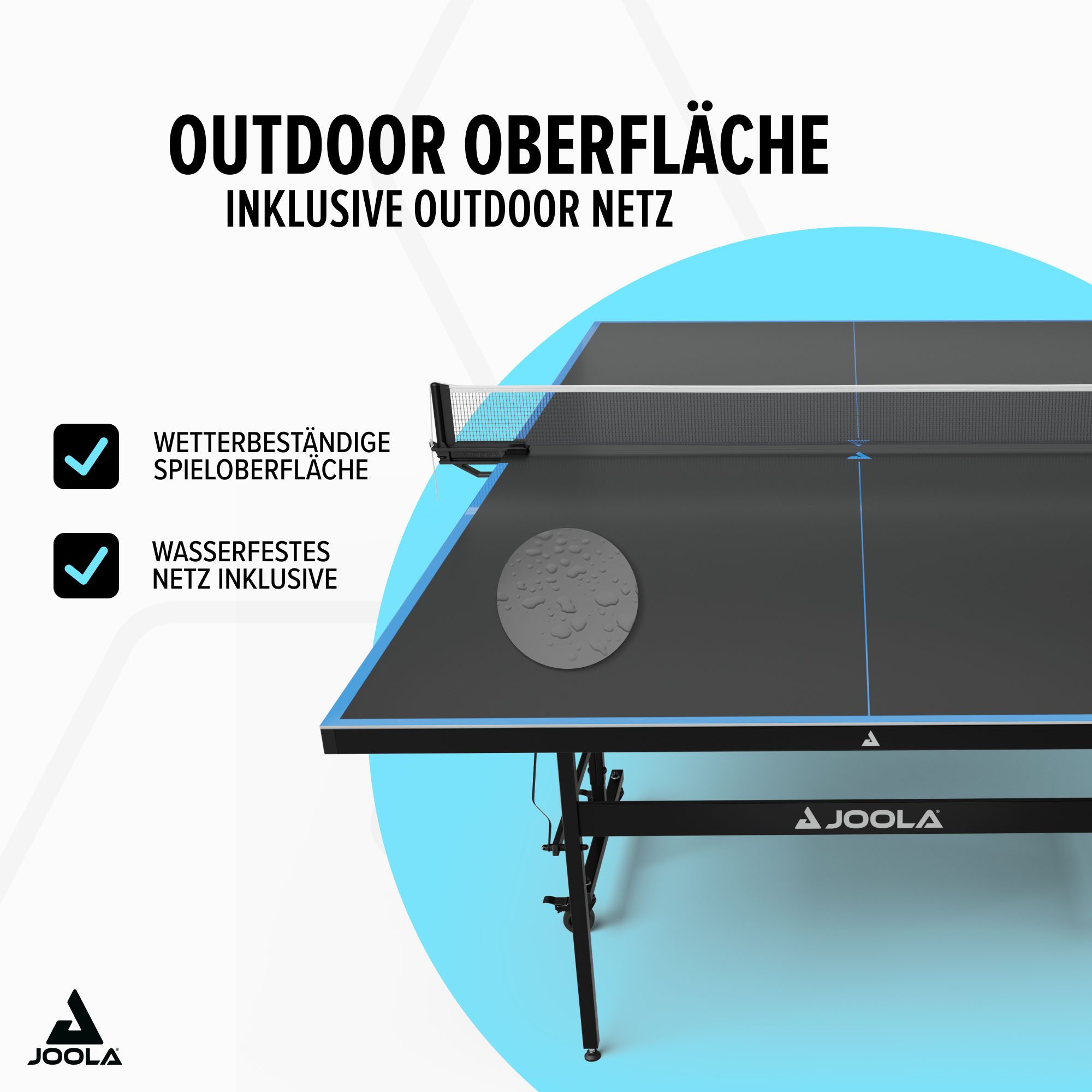 Joola Tischtennisplatte Outdoor J100A (Packung), wetterfest, klappbares Untergestell, inkl. Netz – Bild 4 von 5