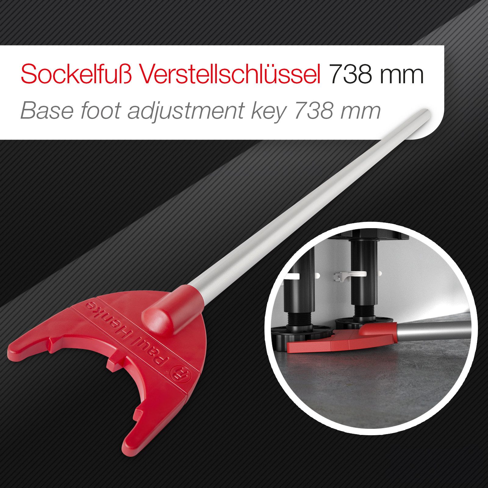 SO-TECH® Möbelfuß Sockelfuß-Verstellschlüssel Länge 738 mm für Sockelhöhe 55 -, einfache Höhenverstellung von Sockelfüßen