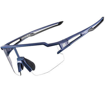 ROCKBROS Fahrradbrille 1017, (photochromatisch Sonnenbrille, Gummi-Nasenpads), UV Schutz 400