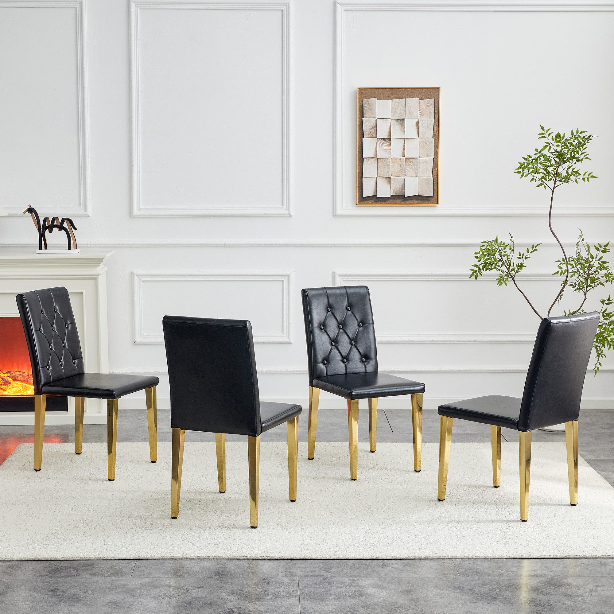 JUFU Esszimmerstuhl 4er Set mit Metallbeinen in luxuriösem europäischem Stil (4 St), Polsterstuhl, Küchenstuhl, Lehnstuhl 42 x 46 x 89 cm