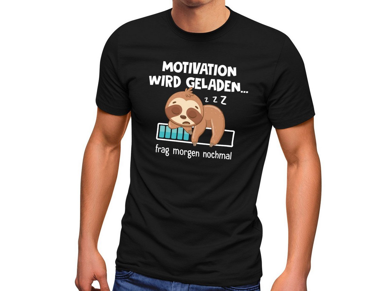 MoonWorks Print-Shirt Herren T-Shirt Spruch lustig Anti Motivation wird geladen Fauttier mit Print