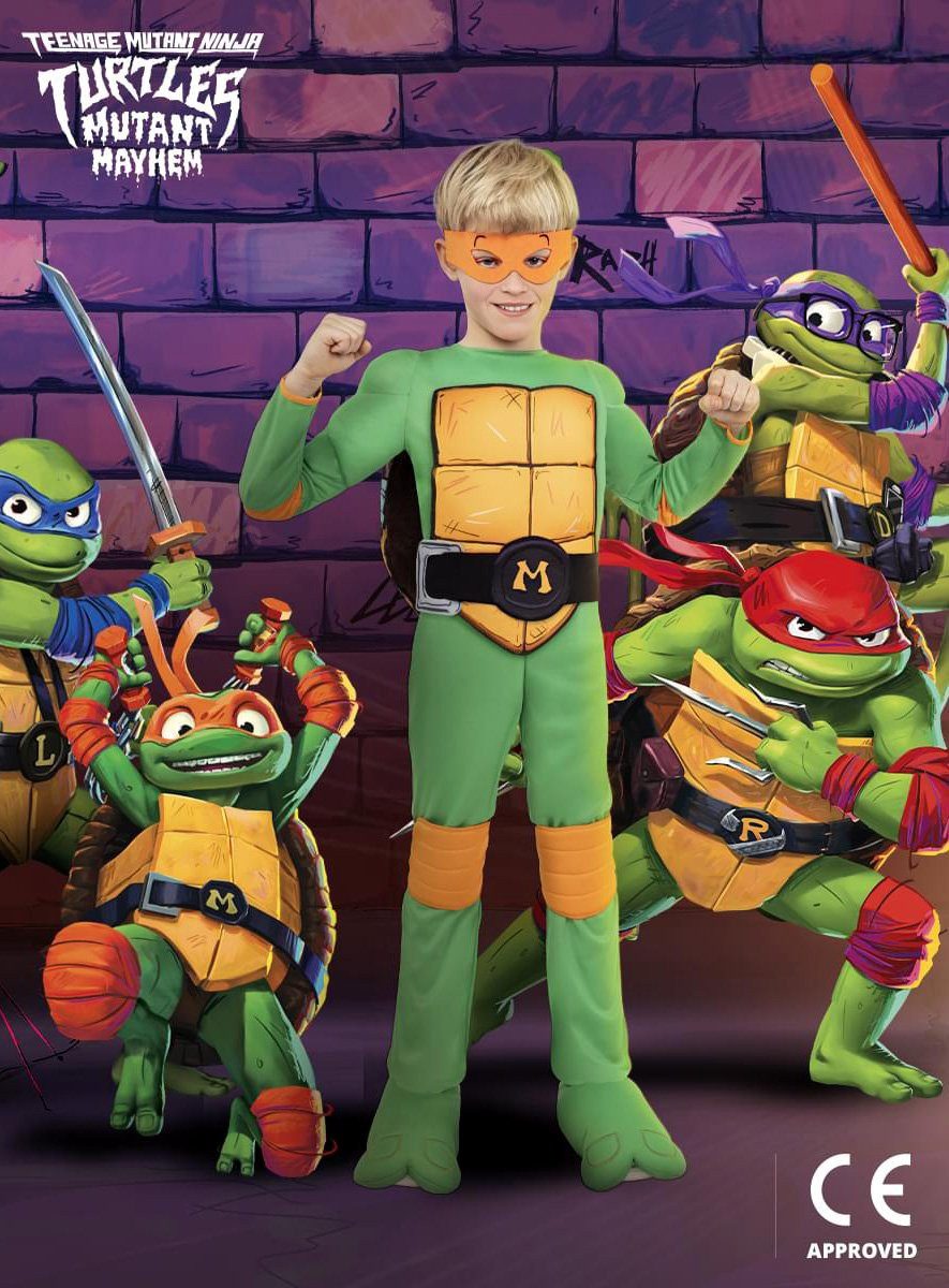 Metamorph Costume Ninja Turtles – Michelangelo Costume for Kids, With this costume you mutate into a fighting turtle!