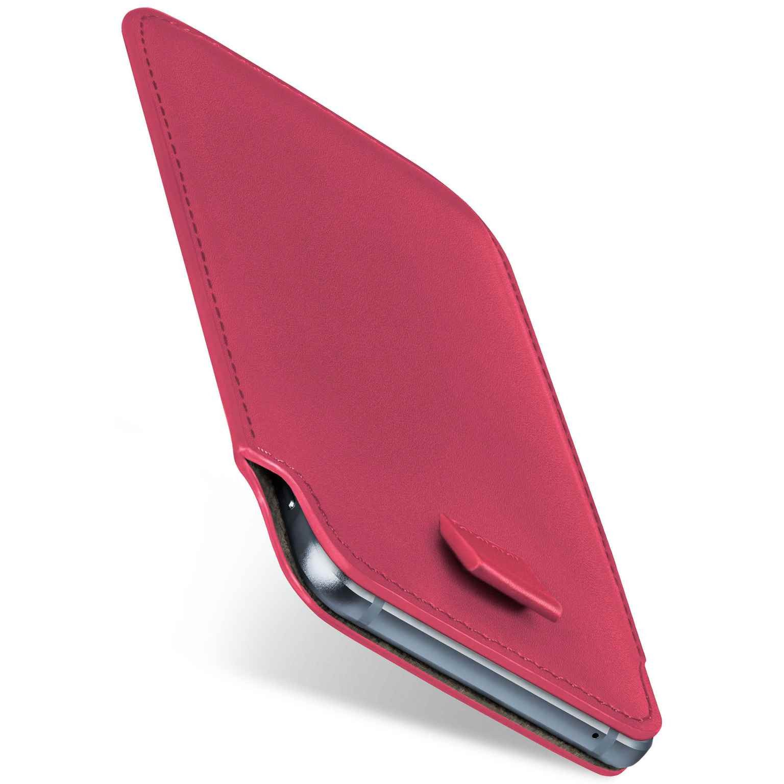 moex Handyhülle für Google Pixel 9 Pro Hülle Leder Optik Pull Case Pink 6,3 Zoll, Holster Handytasche Schutzhülle Sleeve Hülle Etui 360 Grad Schutz Dünn