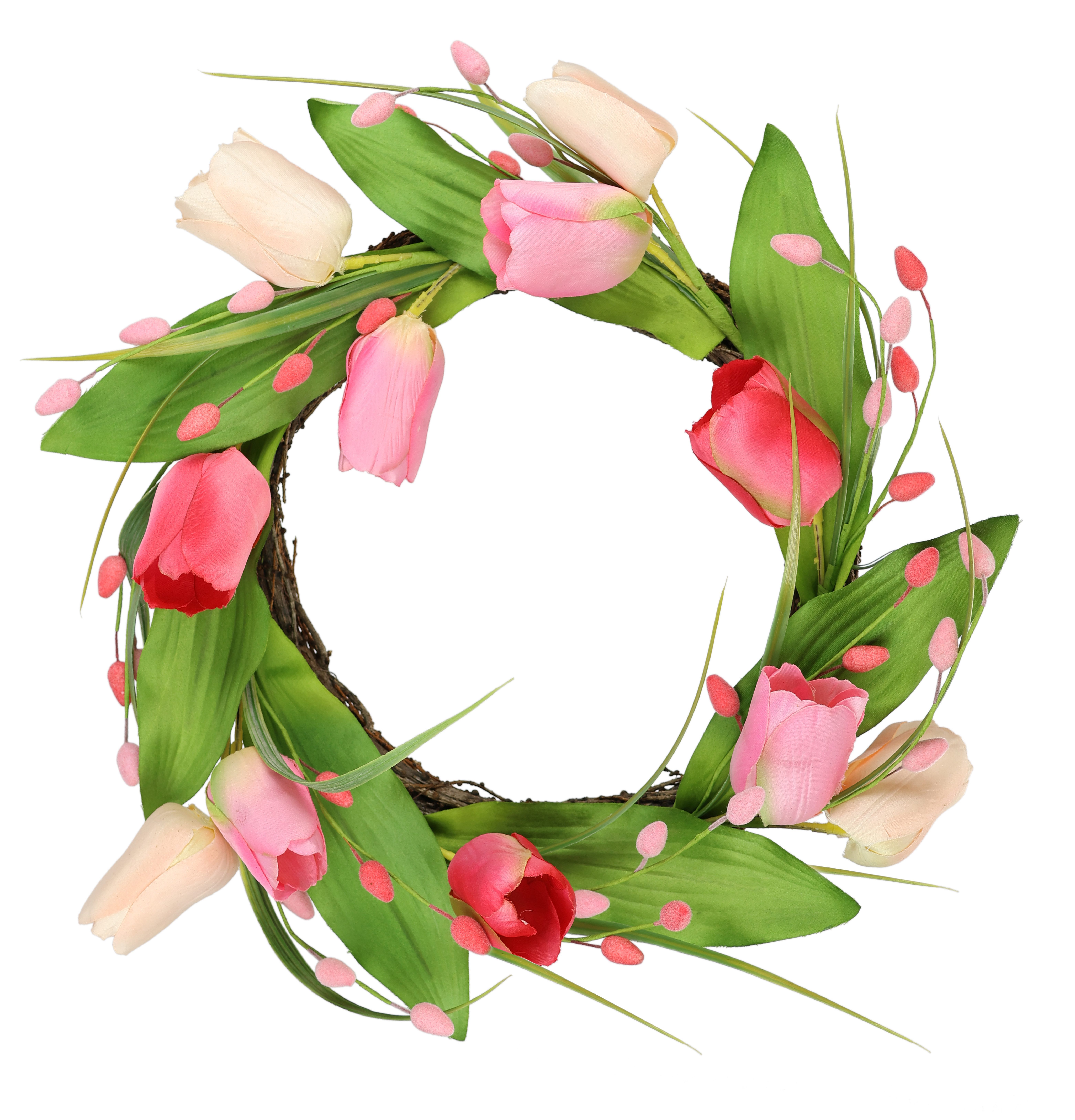 Kunstkranz Tulpenkranz, I.GE.A., Höhe 10 cm, Kränze Türkranz Frühlingskranz Osterkranz Osterdeko Blumenkranz