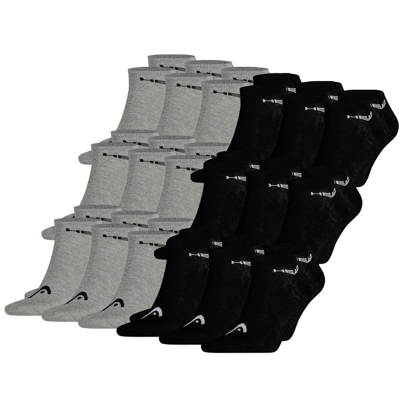 Head Sneakersocken HEAD Pack Baumwollmix Grey 18P SNEAKER (18-Paar) & Black UNISEX (200) 18er im (400) aus
