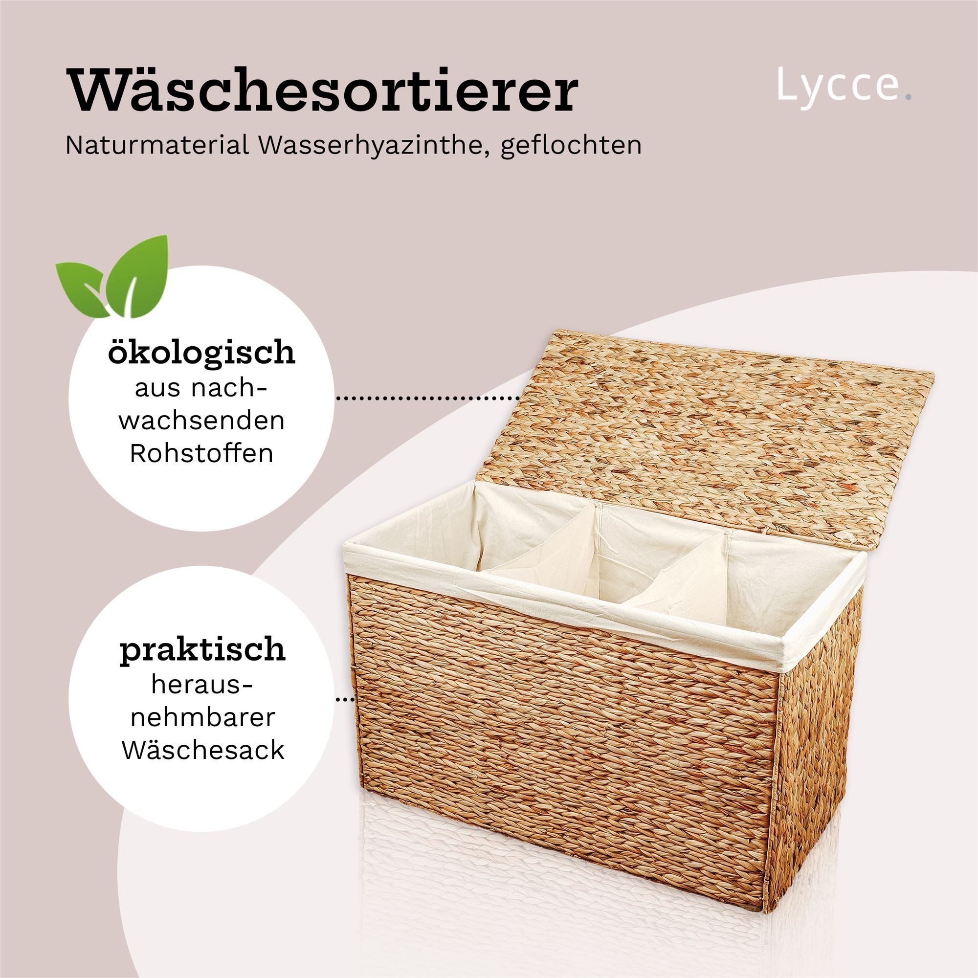 Lycce Wäschesortierer Wäschekorb 3 Fächer Wäschesortierer günstig online kaufen